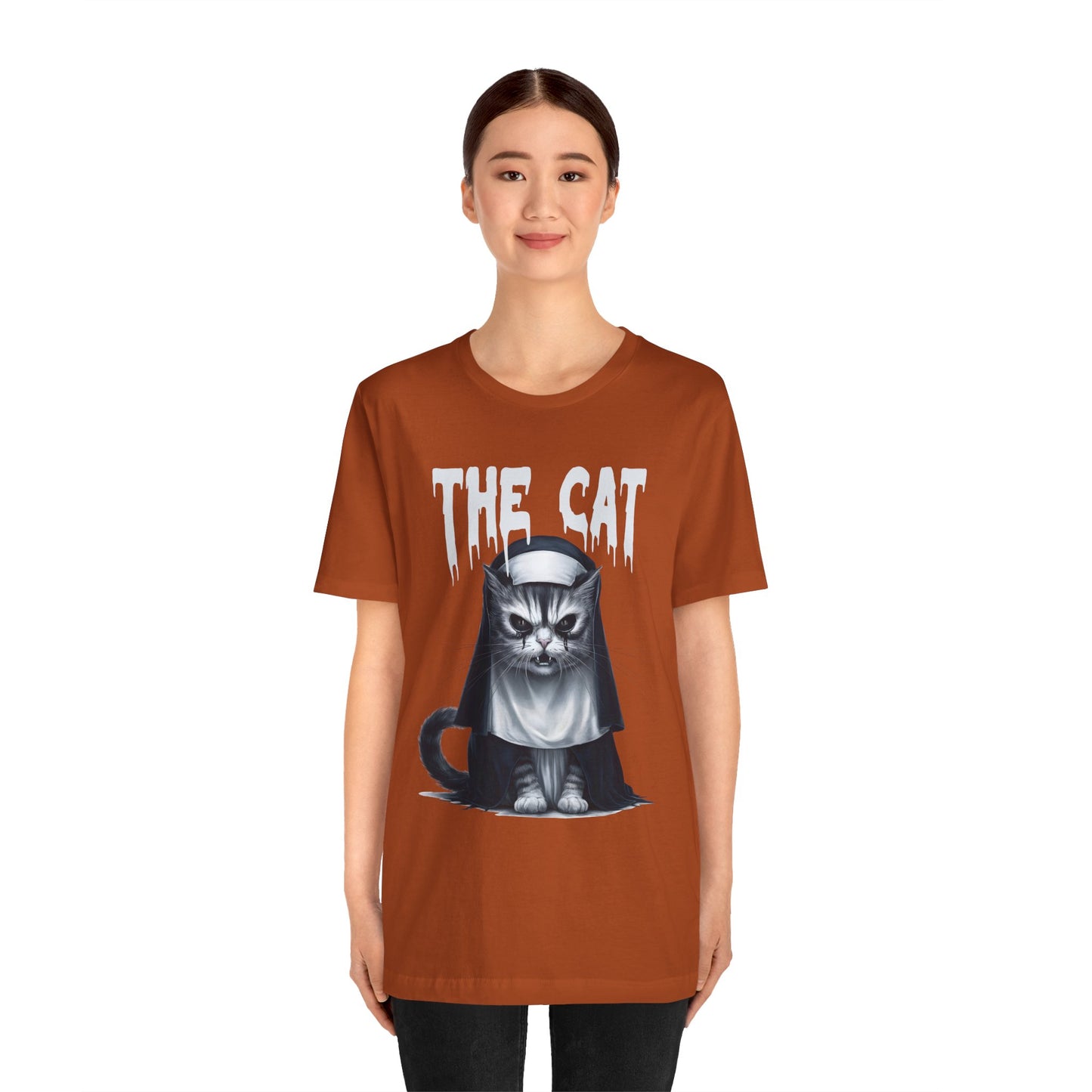 Spooky Cat Nun Halloween Creepy Cat Lovers Spooky Season T-Shirt