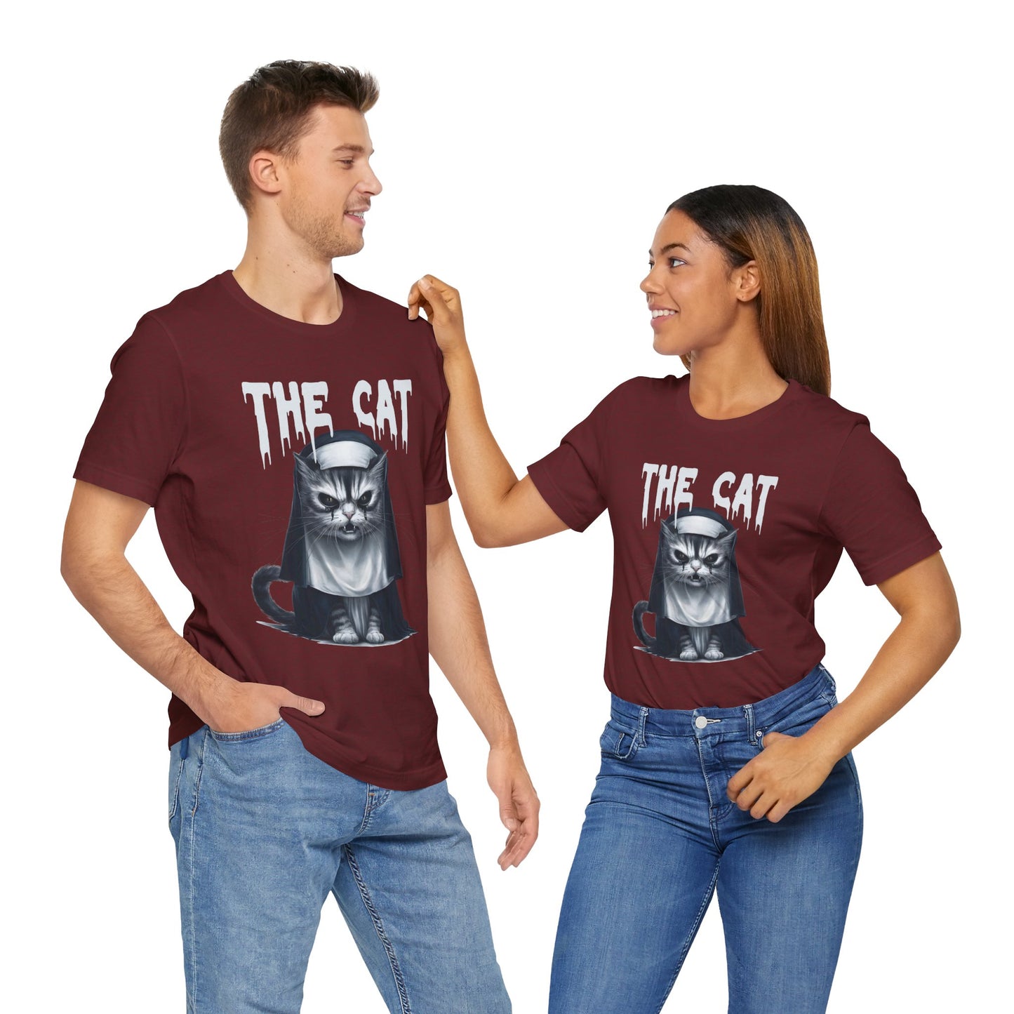 Spooky Cat Nun Halloween Creepy Cat Lovers Spooky Season T-Shirt