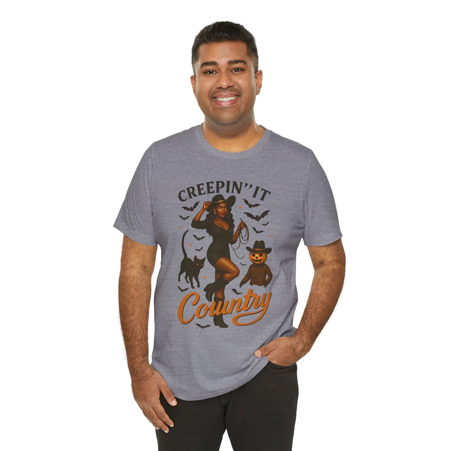 Creepin’ It Country Shirt – Spooky Cowgirl Pumpkin Western Halloween Tee