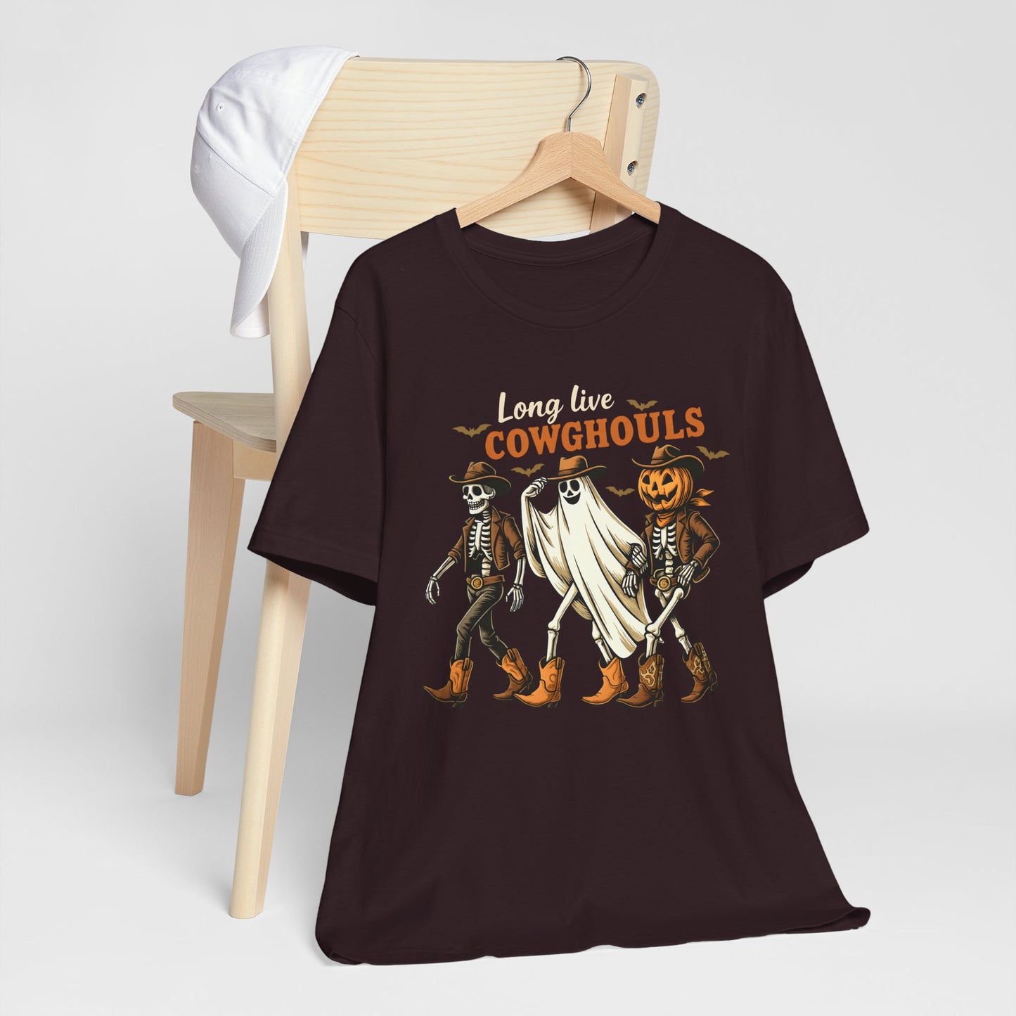 Long Live Cowghouls Shirt Western Halloween Skeleton Ghost Pumpkin Tee, Spooky Cowgirl Fall Outfit