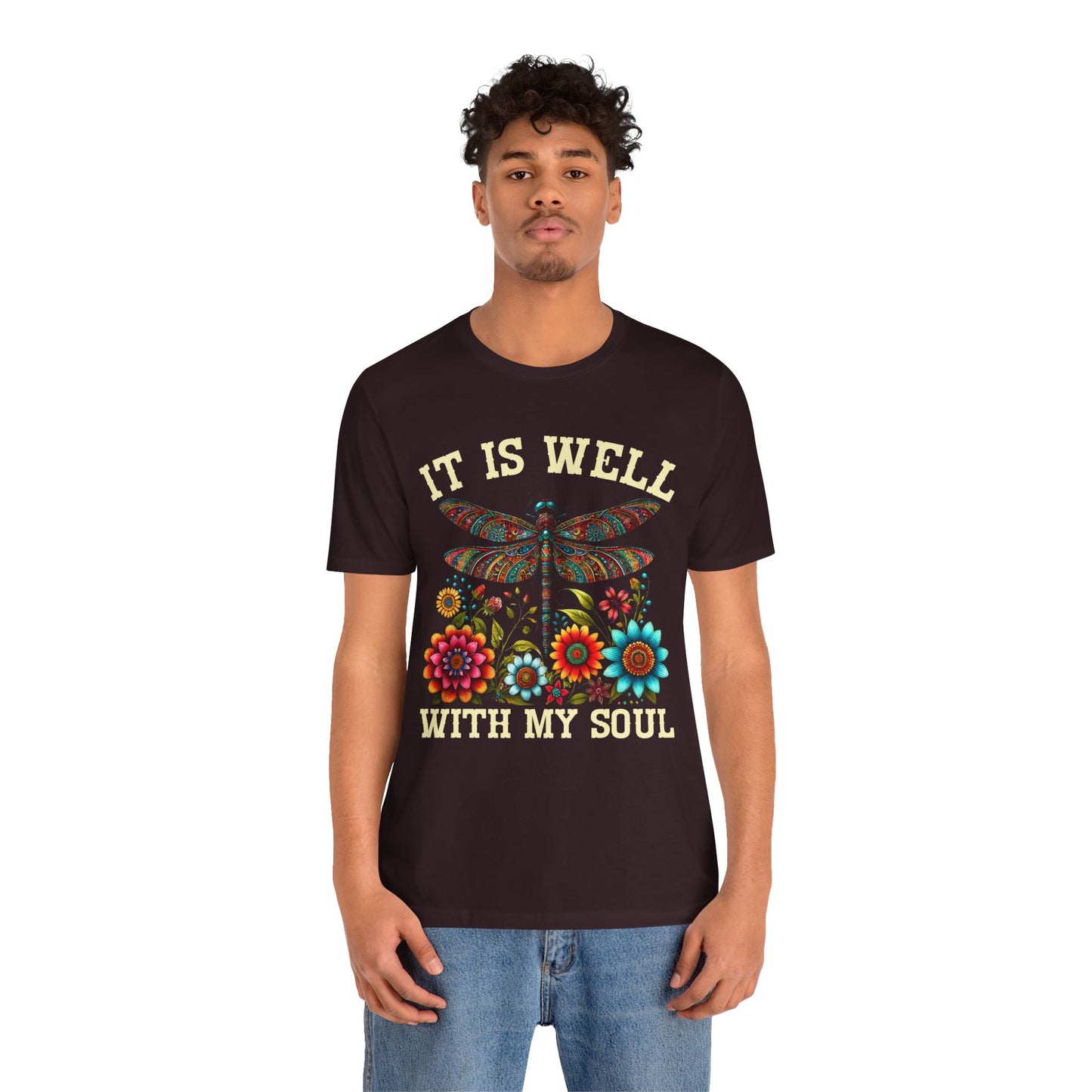 It Is Well With My Soul Shirt – Boho Dragonfly Floral Christian Hymn Faith Tee