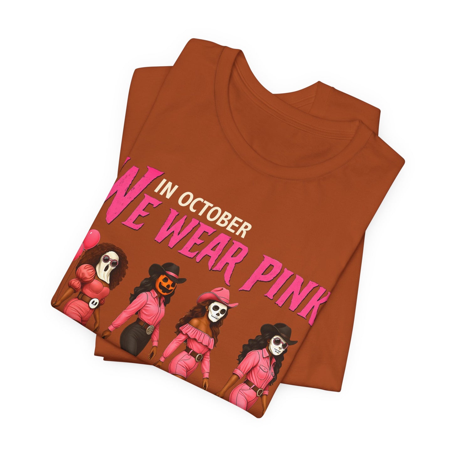 In October We Wear Pink Shirt – Spooky Cowgirl Western Halloween Tee