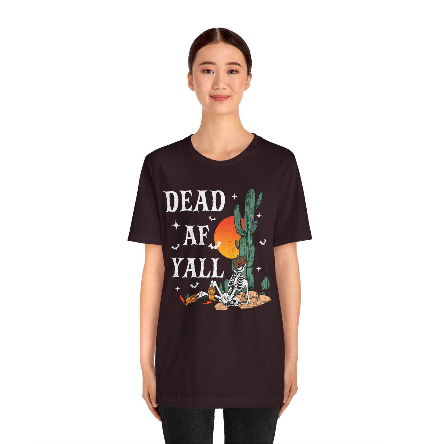 Dead AF Y’all Shirt – Western Skeleton Cowboy Spooky Halloween Tee