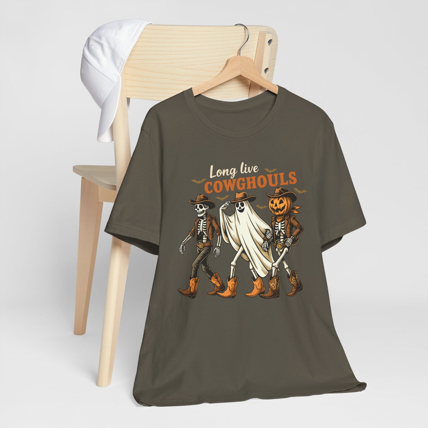 Long Live Cowghouls Shirt Western Halloween Skeleton Ghost Pumpkin Tee, Spooky Cowgirl Fall Outfit