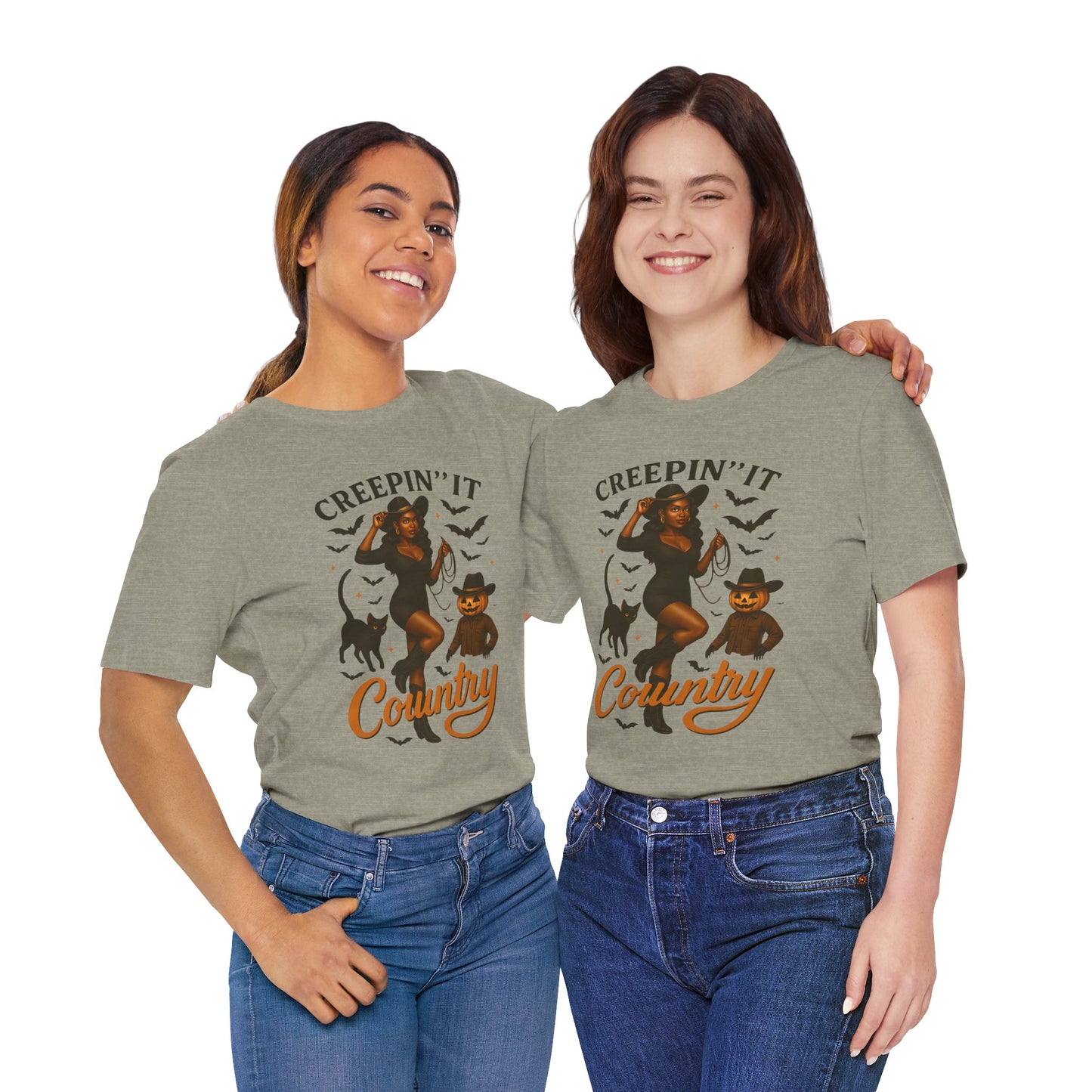 Creepin’ It Country Shirt – Spooky Cowgirl Pumpkin Western Halloween Tee