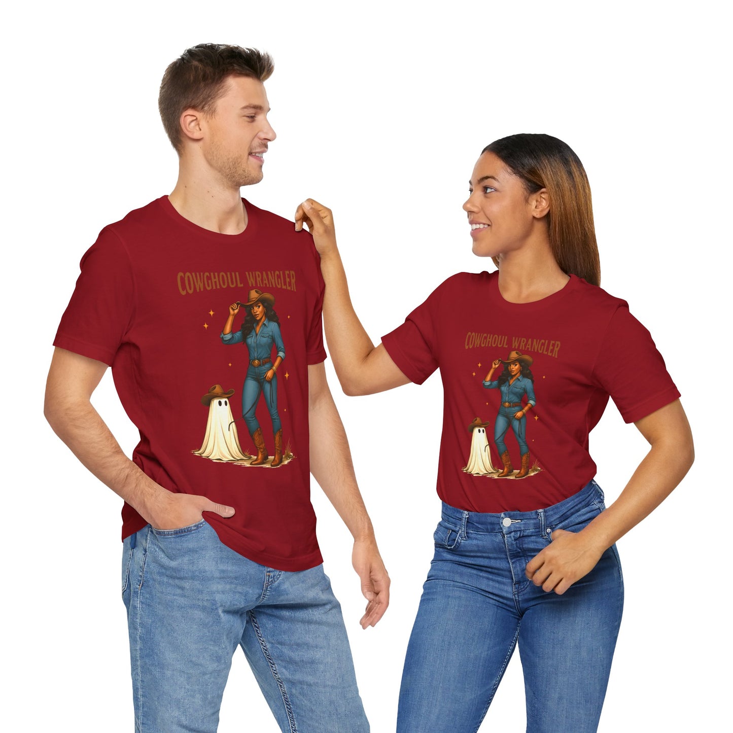 Cowghoul Wrangler Shirt Western Cowgirl Cowboy Ghost Halloween Tee, Spooky Rodeo Fall Outfit