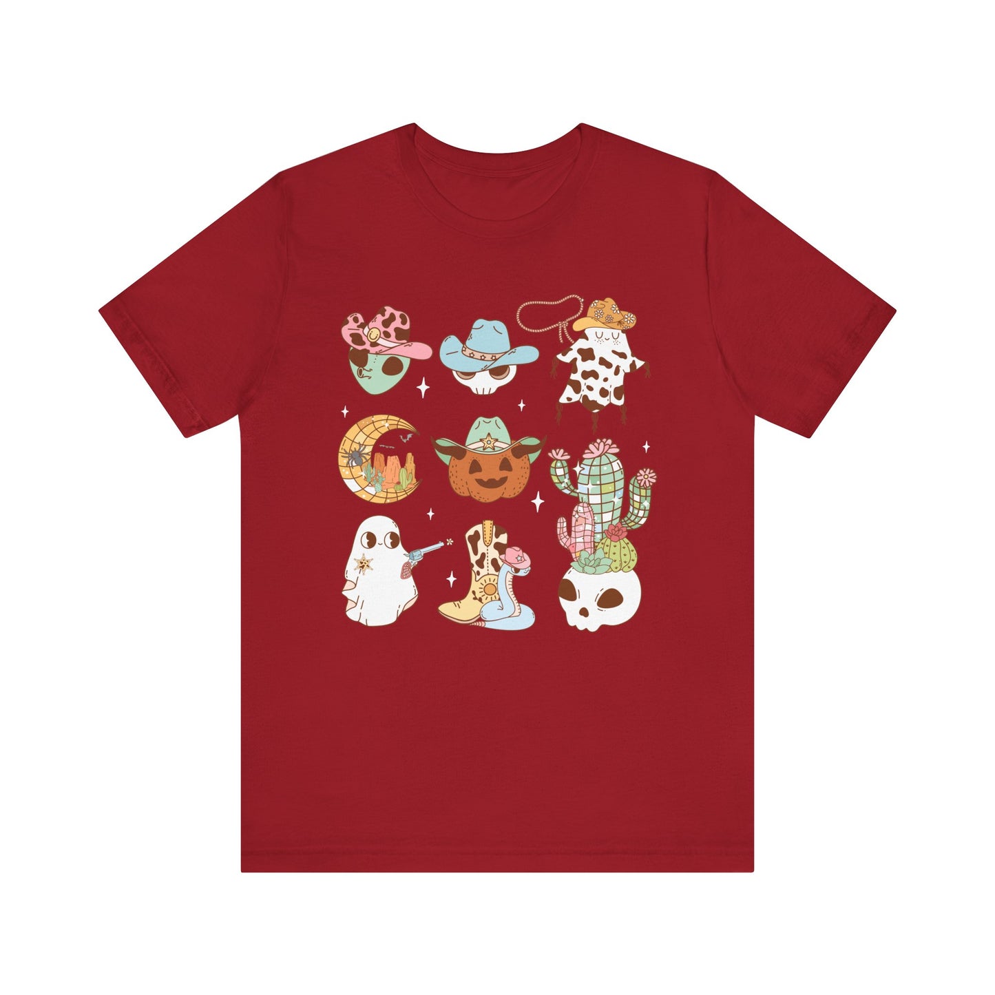 Western Halloween Cowboy Alien Rodeo Skull Spooky Ghost Kids T-Shirt