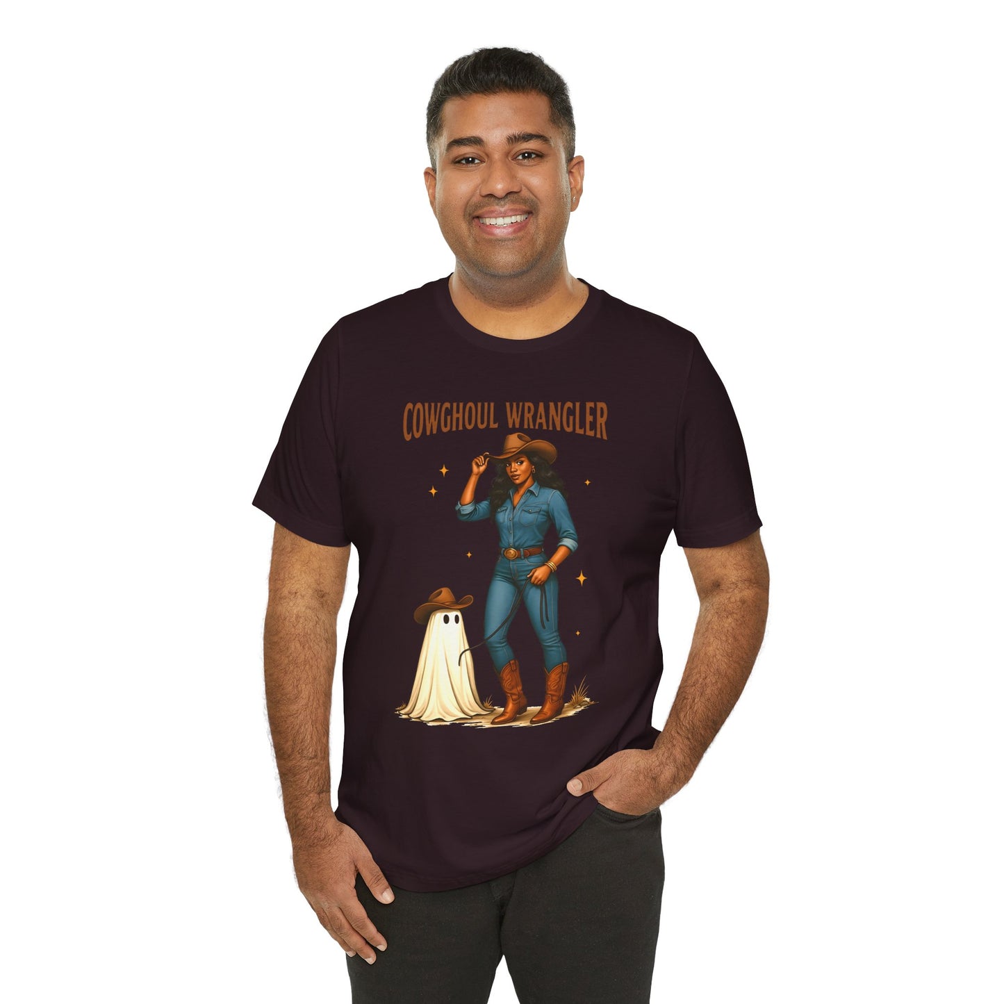 Cowghoul Wrangler Shirt Western Cowgirl Cowboy Ghost Halloween Tee, Spooky Rodeo Fall Outfit