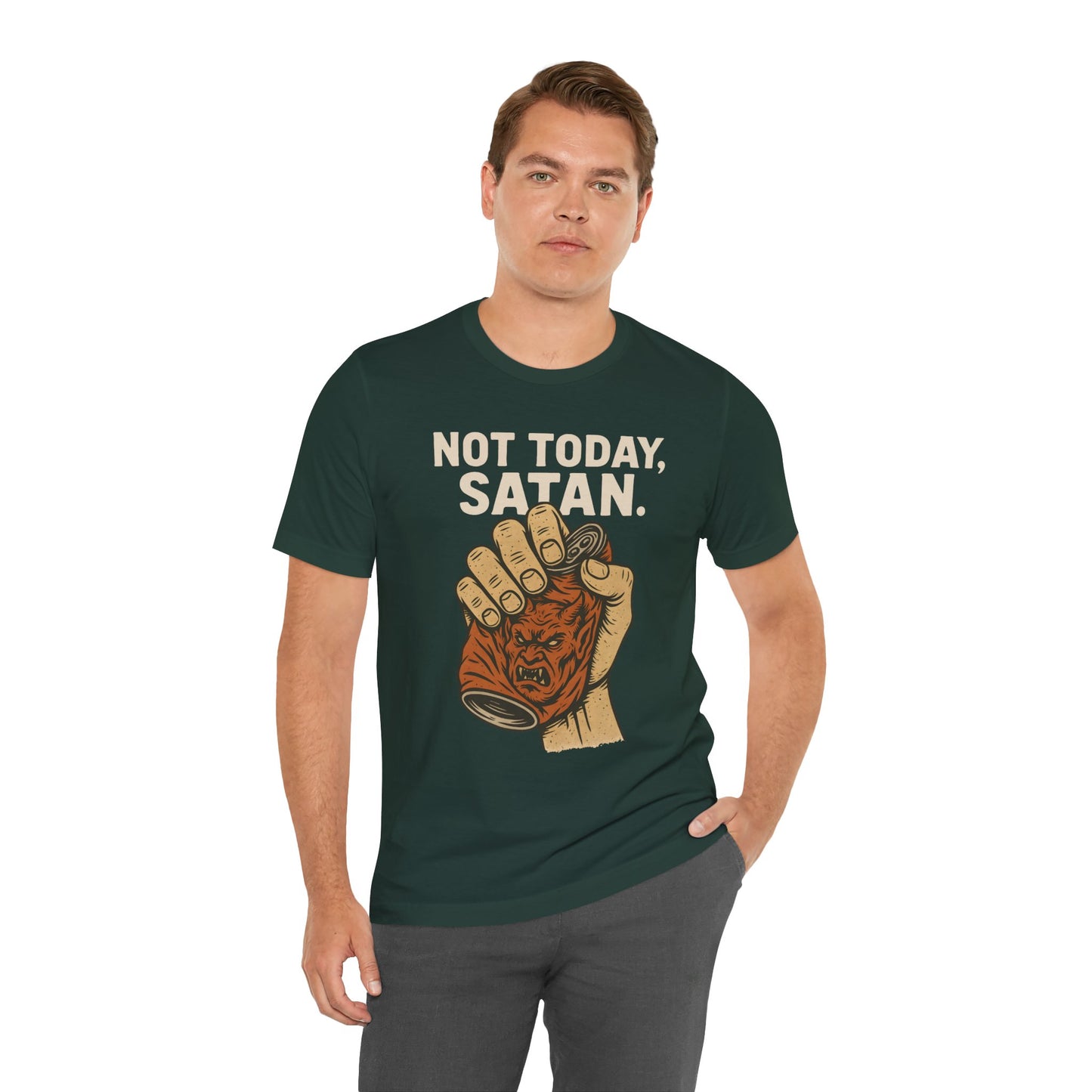 Not Today Satan Shirt – Funny Christian Faith Halloween Anti-Devil Tee