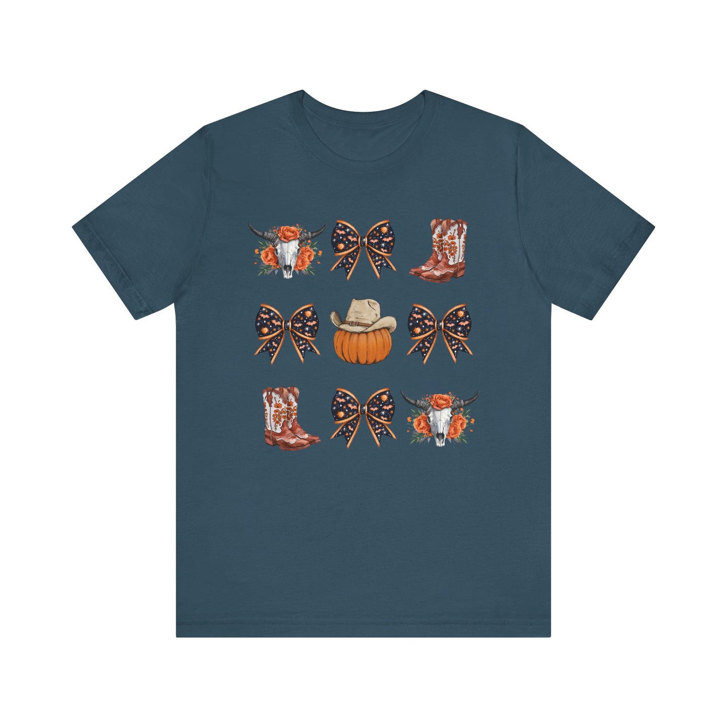 Western Halloween Cowgirl Shirt Boots & Pumpkin Skull Rodeo Tee