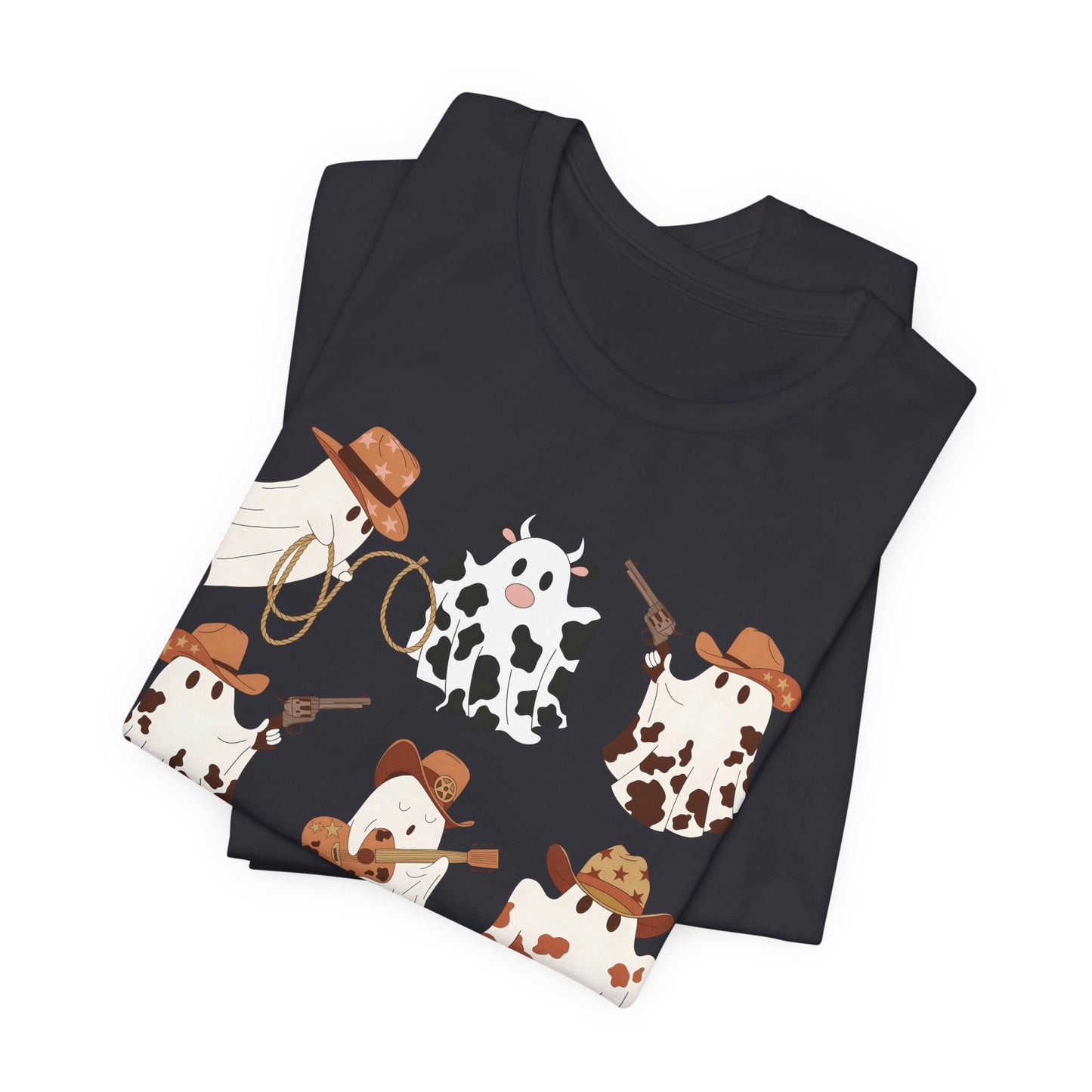 Ghost Cowboy Halloween Western Country Boo Guitar Cowgirl T-Shirt