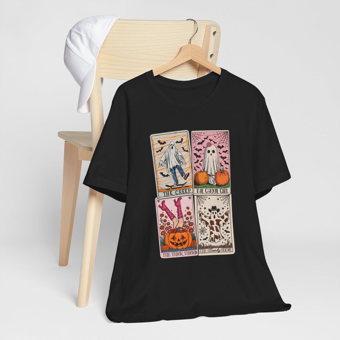Halloween Tarot Card Ghost Shirt – The Creep, The Ghoul Girl, The Floaty Tee