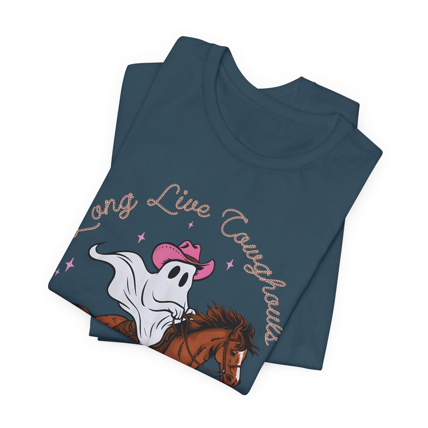 Long Live Cowghouls T-Shirt, Western Ghost Cowgirl Halloween Tee, Spooky Rodeo Shirt