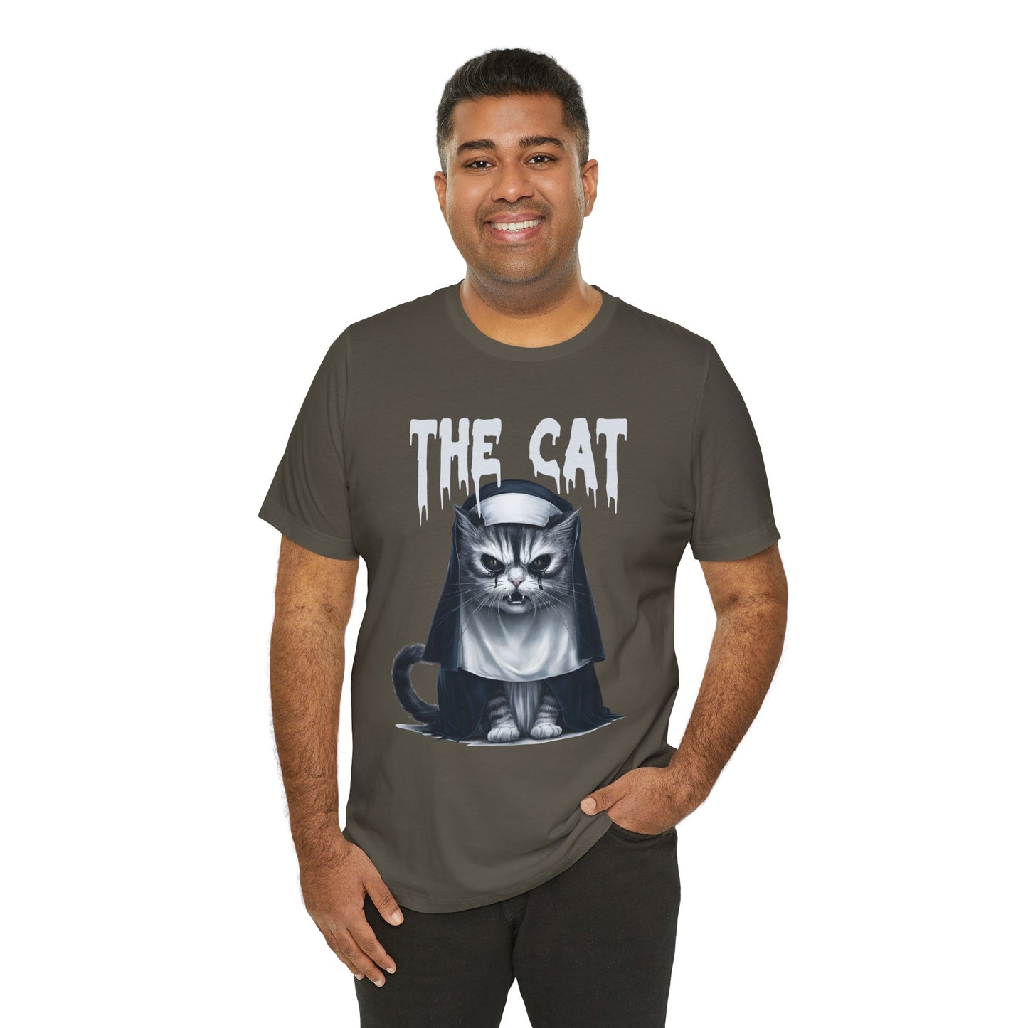 Spooky Cat Nun Halloween Creepy Cat Lovers Spooky Season T-Shirt