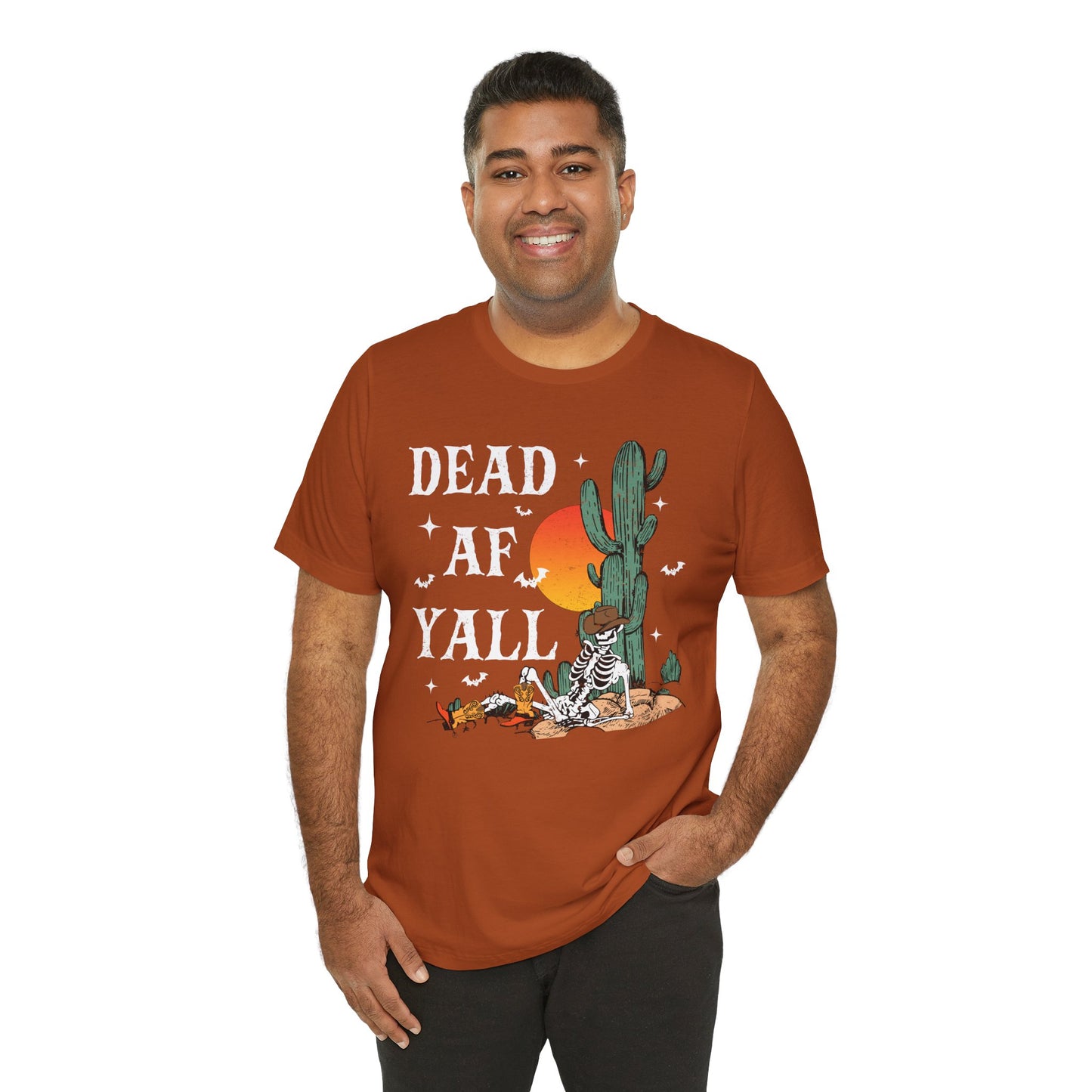 Dead AF Y’all Shirt – Western Skeleton Cowboy Spooky Halloween Tee