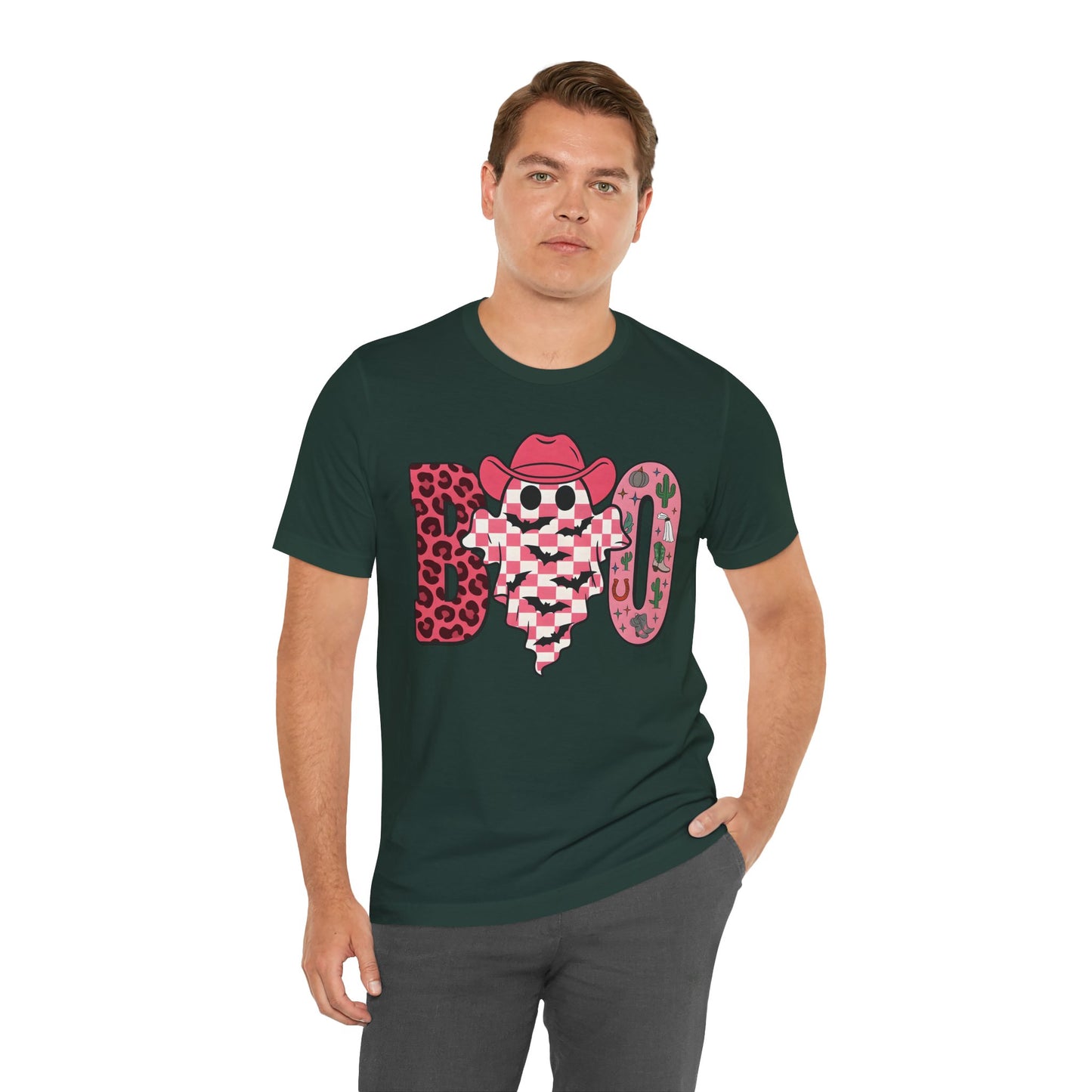 Pink BOO Shirt – Western Ghost Cowgirl Hat Halloween Tee