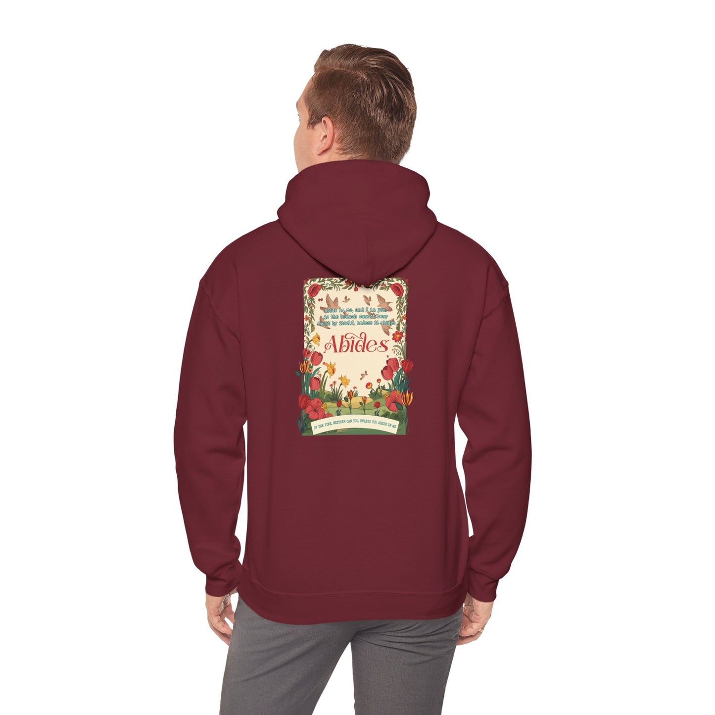 Abide in Me Hoodie – Faithful Blooms Bible Scripture Christian Pullover