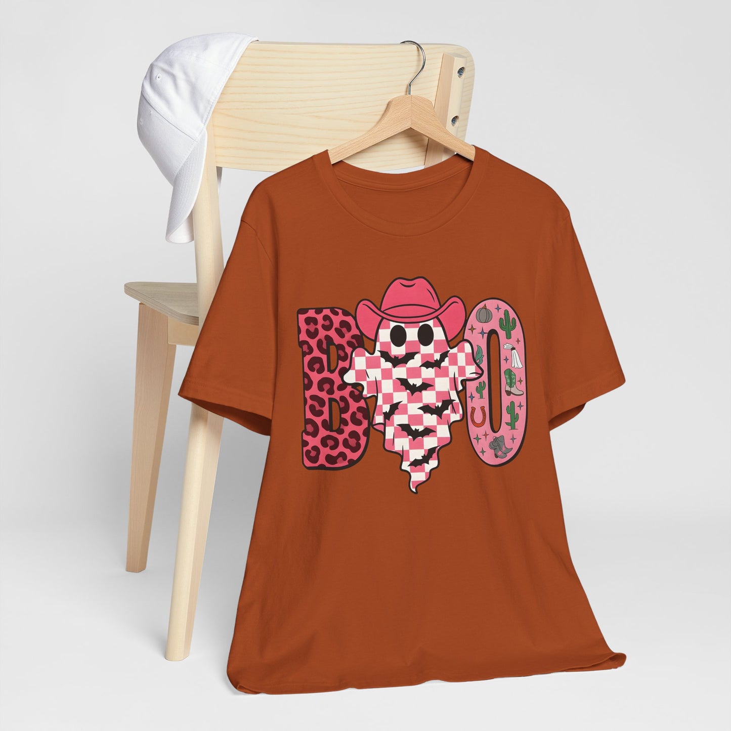 Pink BOO Shirt – Western Ghost Cowgirl Hat Halloween Tee