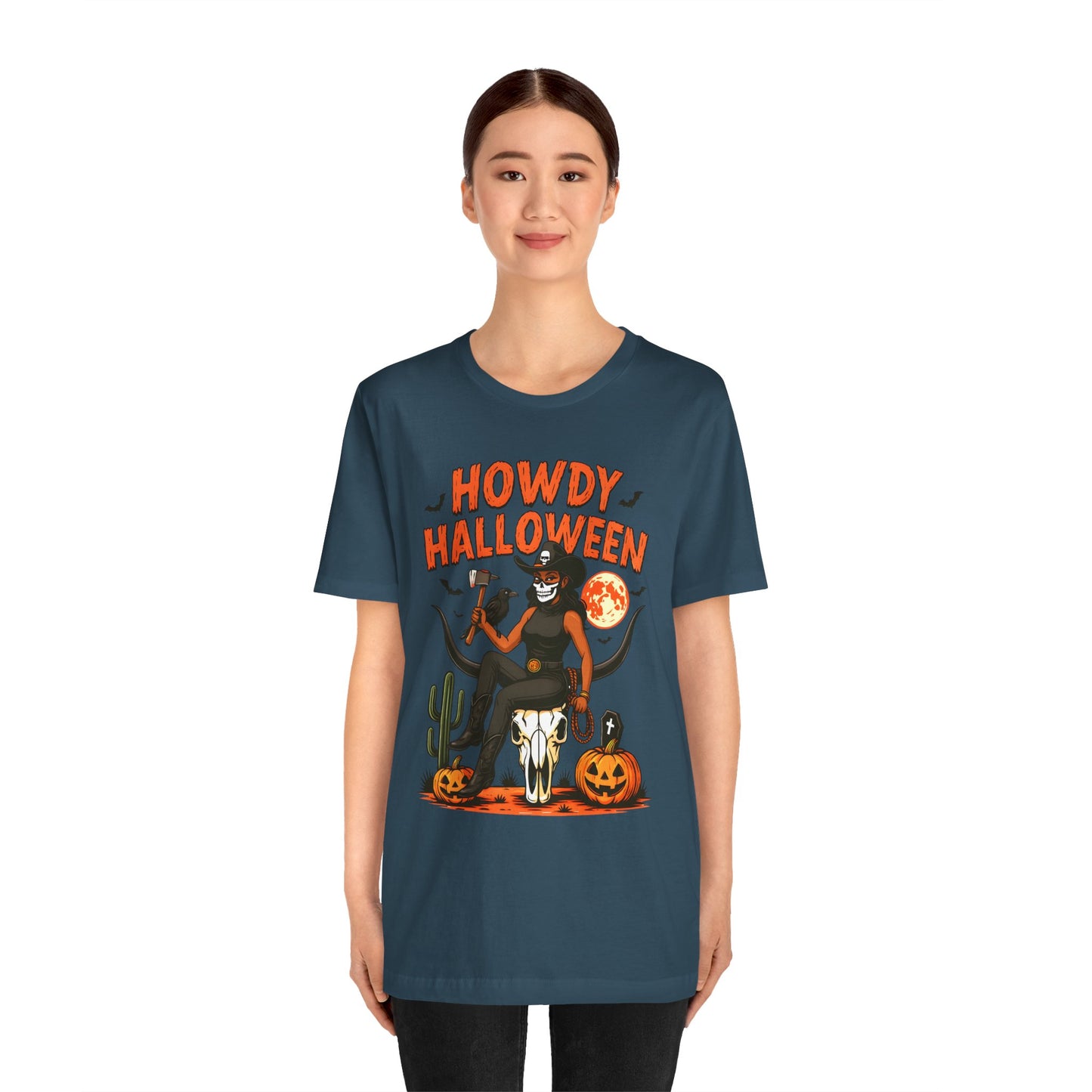 Howdy Halloween Shirt – Skeleton Cowgirl Western Fall Rodeo Tee