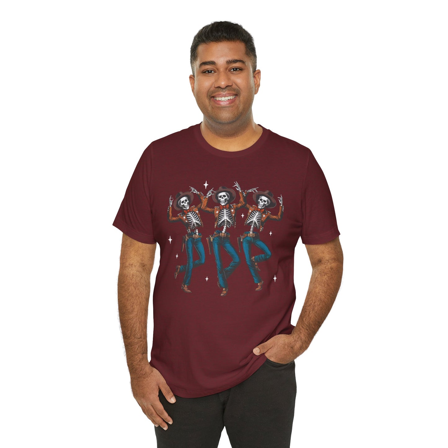 Halloween Western Dancing Skeletons Cowboy Creepy Country T-Shirt