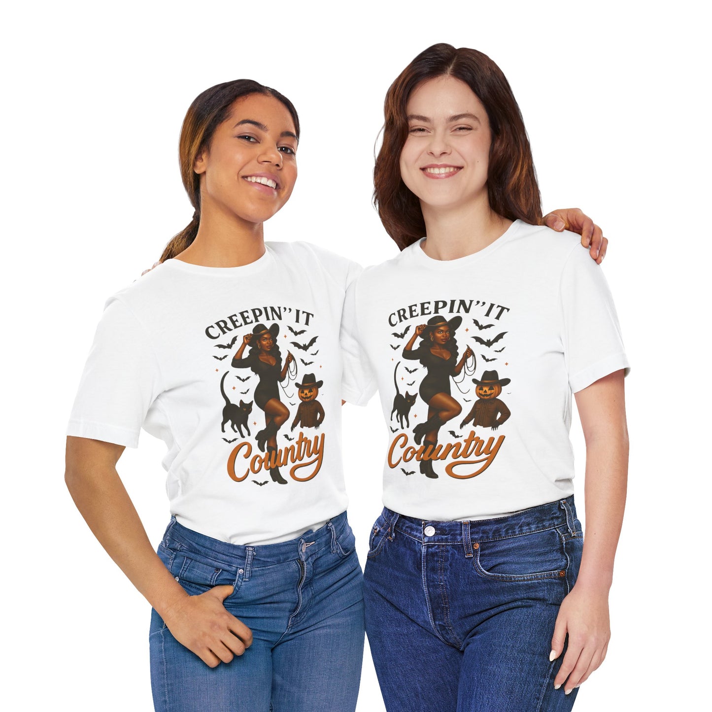 Creepin’ It Country Shirt – Spooky Cowgirl Pumpkin Western Halloween Tee