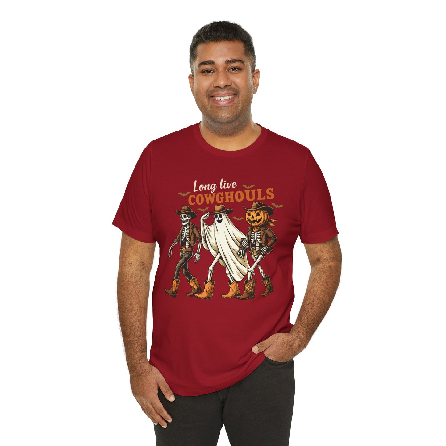 Long Live Cowghouls Shirt Western Halloween Skeleton Ghost Pumpkin Tee, Spooky Cowgirl Fall Outfit