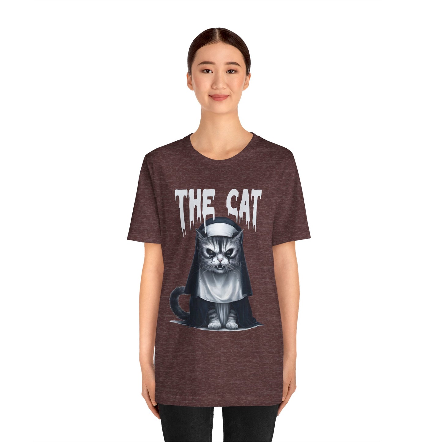 Spooky Cat Nun Halloween Creepy Cat Lovers Spooky Season T-Shirt