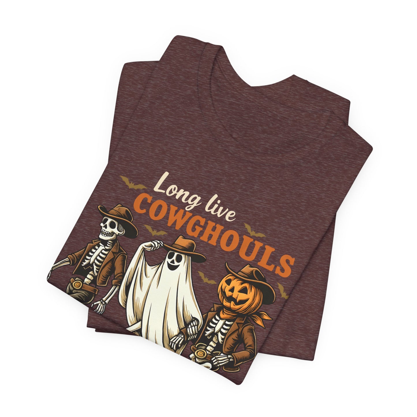 Long Live Cowghouls Shirt Western Halloween Skeleton Ghost Pumpkin Tee, Spooky Cowgirl Fall Outfit