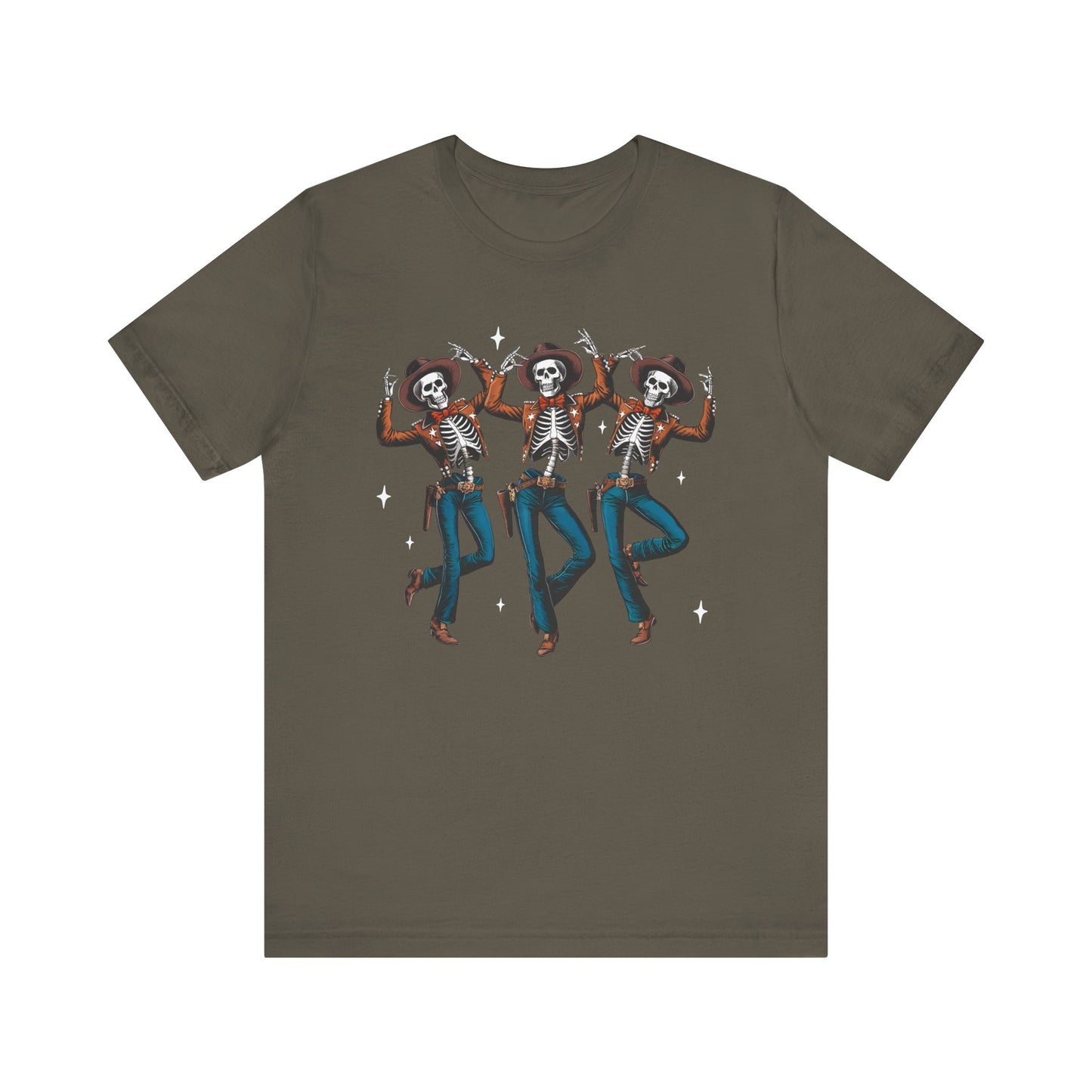 Halloween Western Dancing Skeletons Cowboy Creepy Country T-Shirt