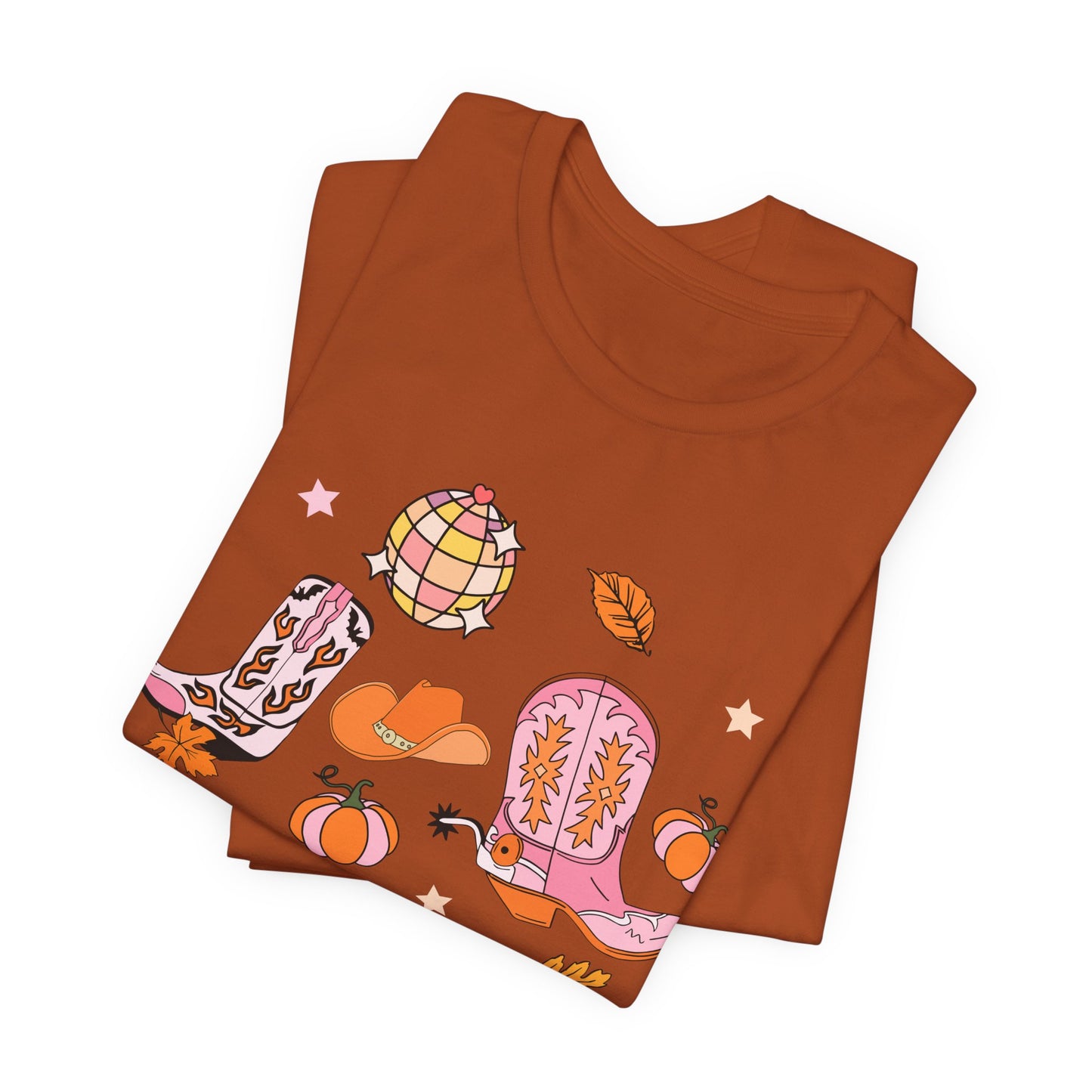 Boot Scootin Spooky Howdy Western Halloween Thanksgiving T-Shirt, Retro Cowgirl Fall Tee