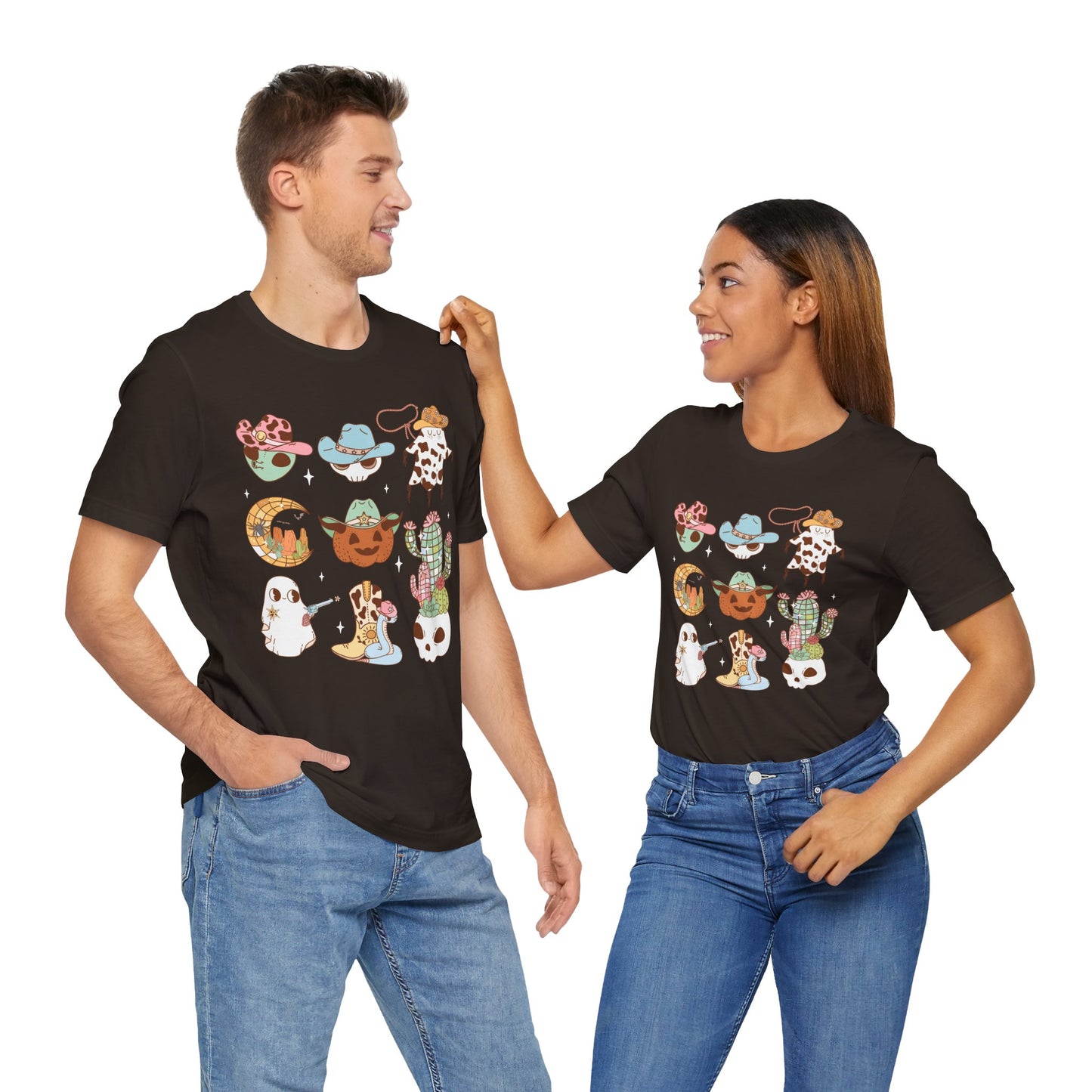 Western Halloween Cowboy Alien Rodeo Skull Spooky Ghost Kids T-Shirt