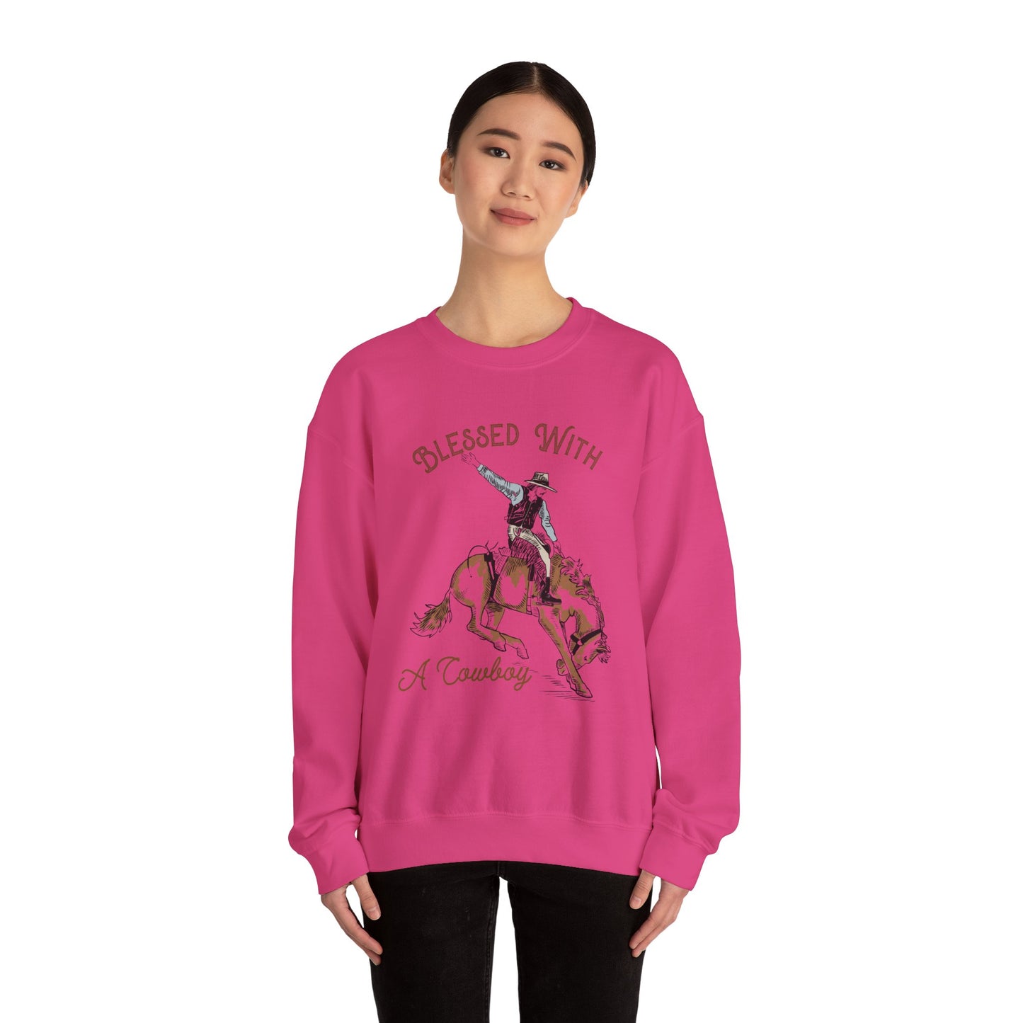 Blessed with a Cowboy Sweatshirt – Retro Christian Western Rodeo Pullover