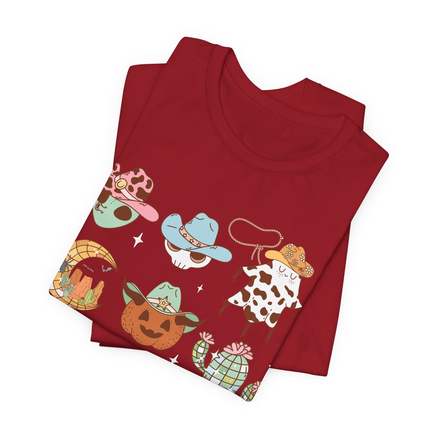 Western Halloween Cowboy Alien Rodeo Skull Spooky Ghost Kids T-Shirt