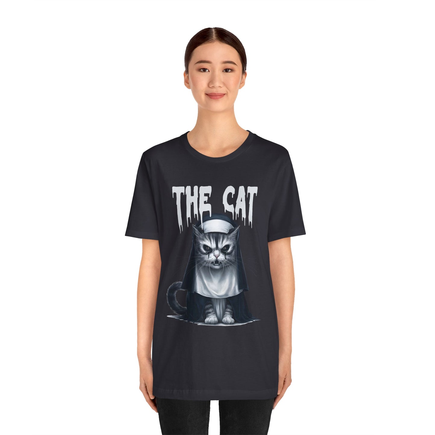 Spooky Cat Nun Halloween Creepy Cat Lovers Spooky Season T-Shirt