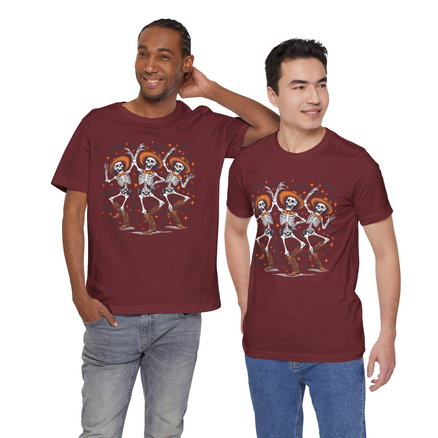 Dancing Skeleton Cowboy Western Rodeo Halloween Spooky Vibes T-Shirt