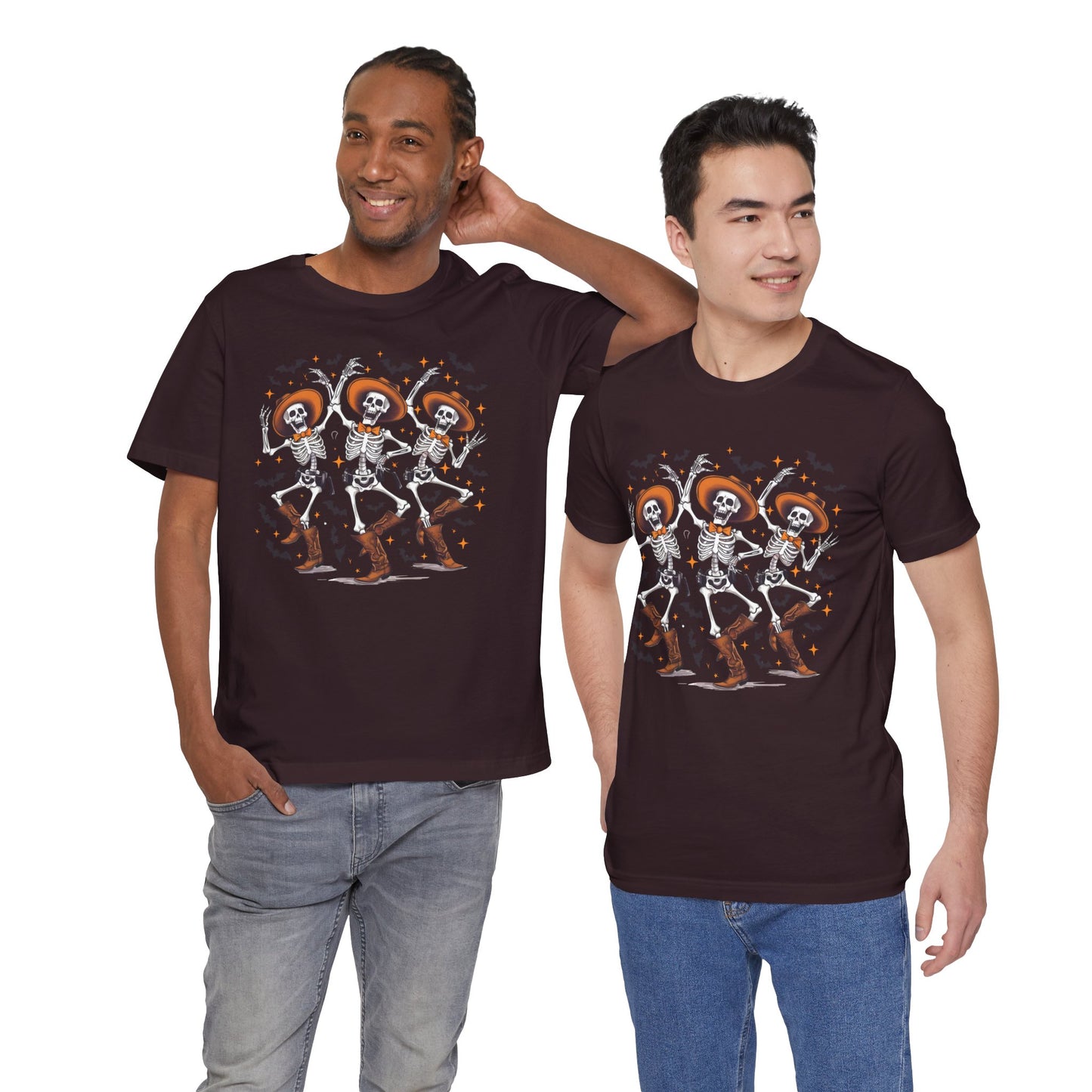Dancing Skeleton Cowboy Western Rodeo Halloween Spooky Vibes T-Shirt
