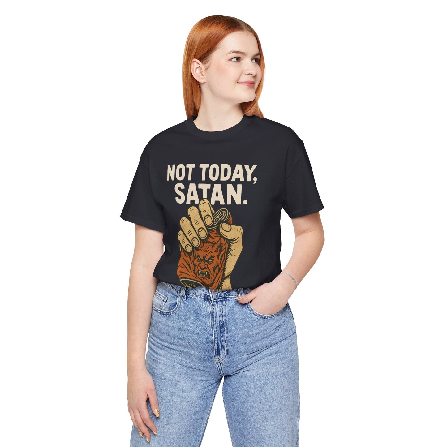 Not Today Satan Shirt – Funny Christian Faith Halloween Anti-Devil Tee