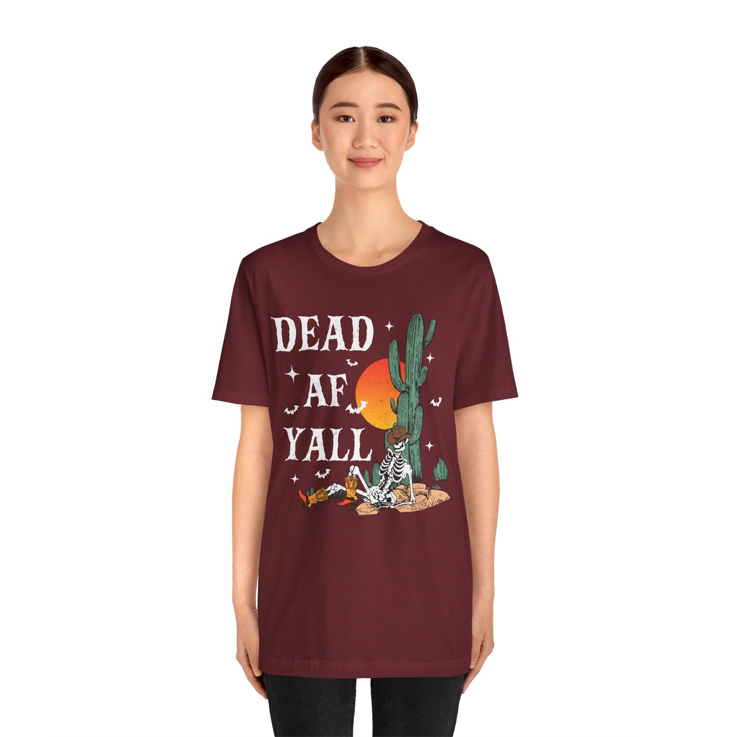 Dead AF Y’all Shirt – Western Skeleton Cowboy Spooky Halloween Tee