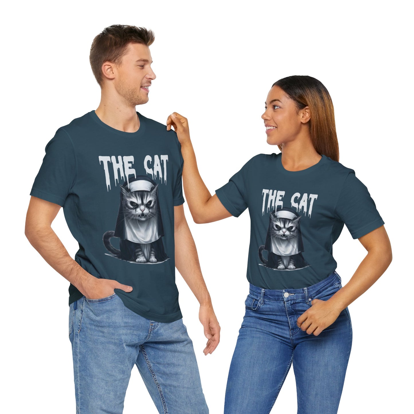 Spooky Cat Nun Halloween Creepy Cat Lovers Spooky Season T-Shirt