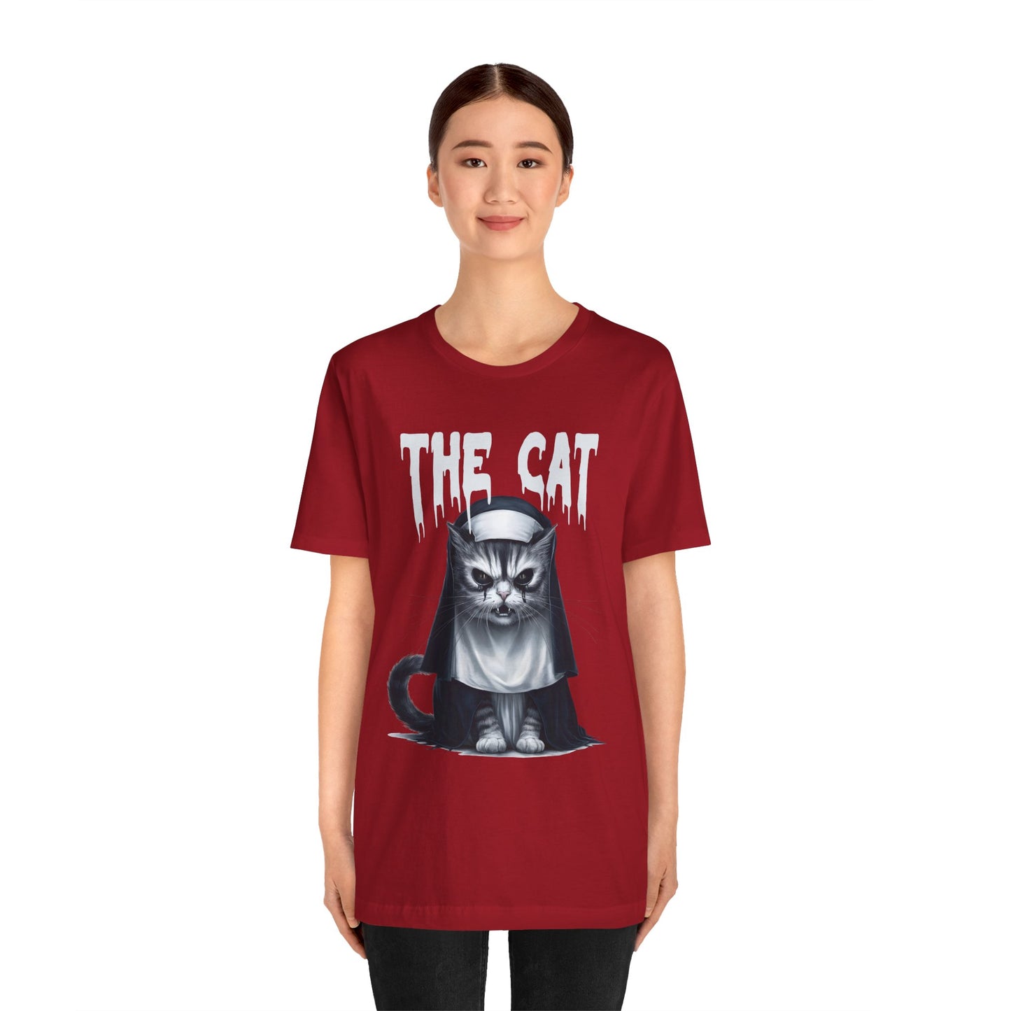 Spooky Cat Nun Halloween Creepy Cat Lovers Spooky Season T-Shirt