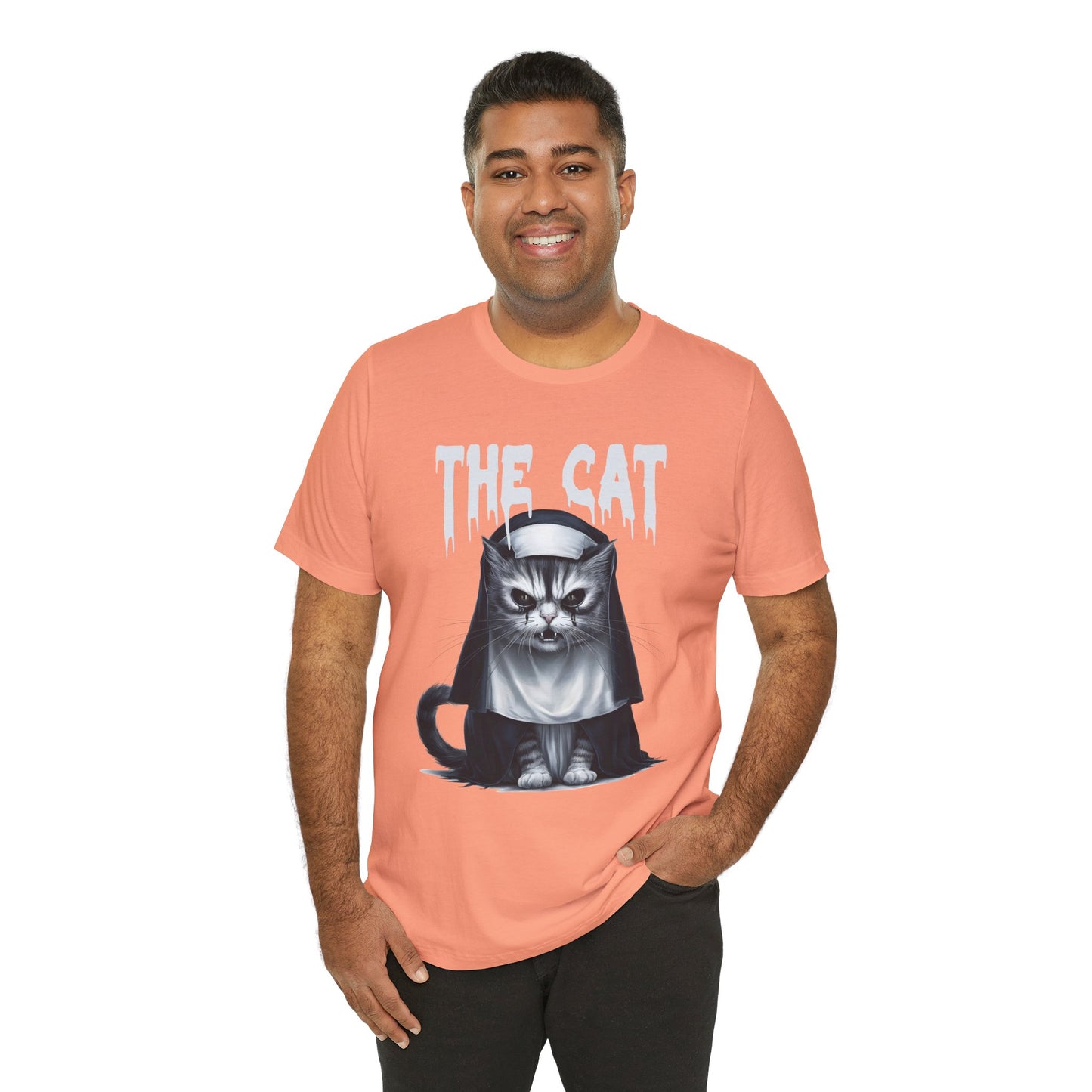 Spooky Cat Nun Halloween Creepy Cat Lovers Spooky Season T-Shirt