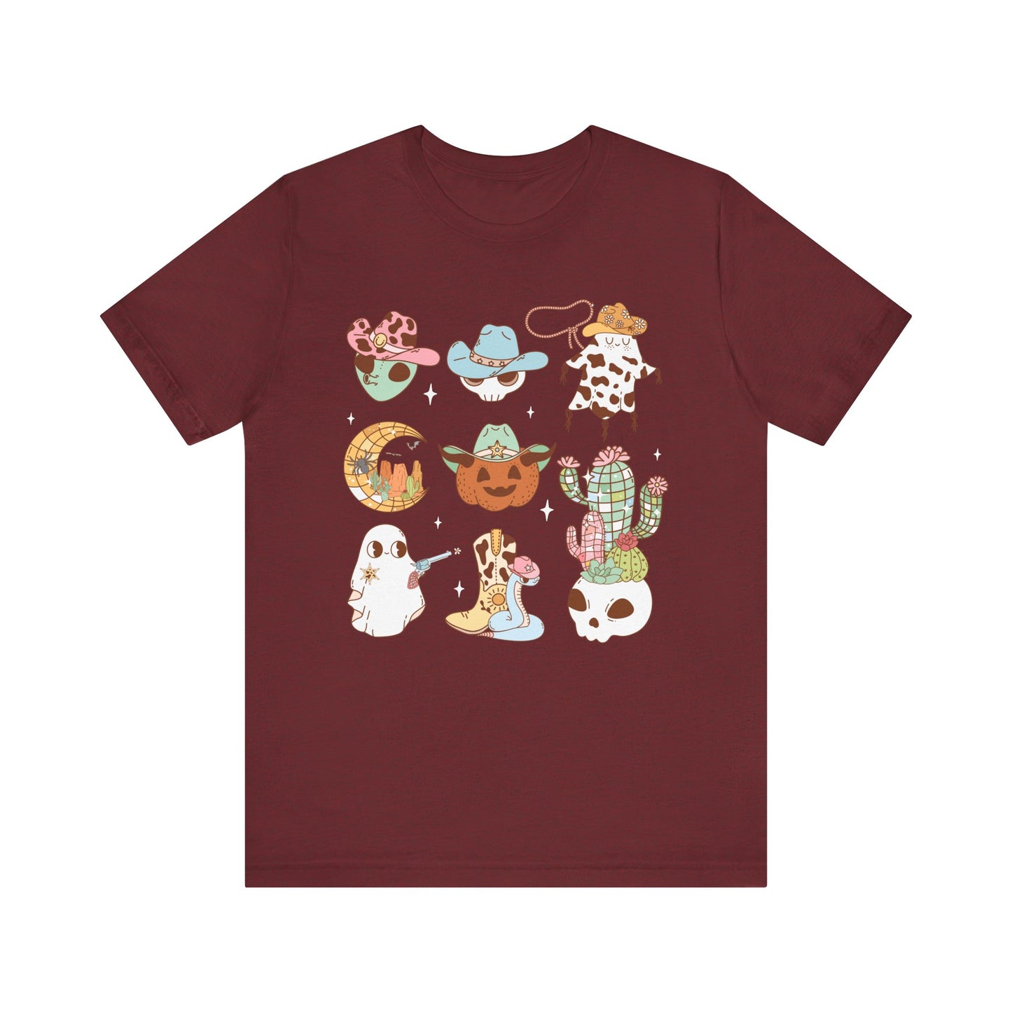 Western Halloween Cowboy Alien Rodeo Skull Spooky Ghost Kids T-Shirt