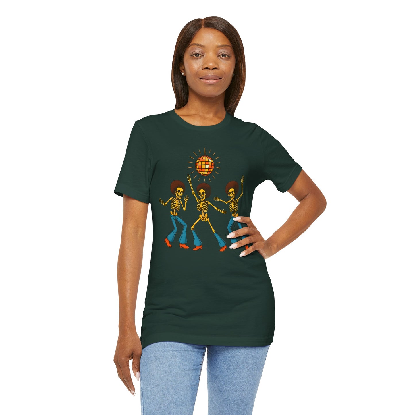 Disco Skeletons Dancing Shirt – Funny Retro 70s Halloween Party Tee