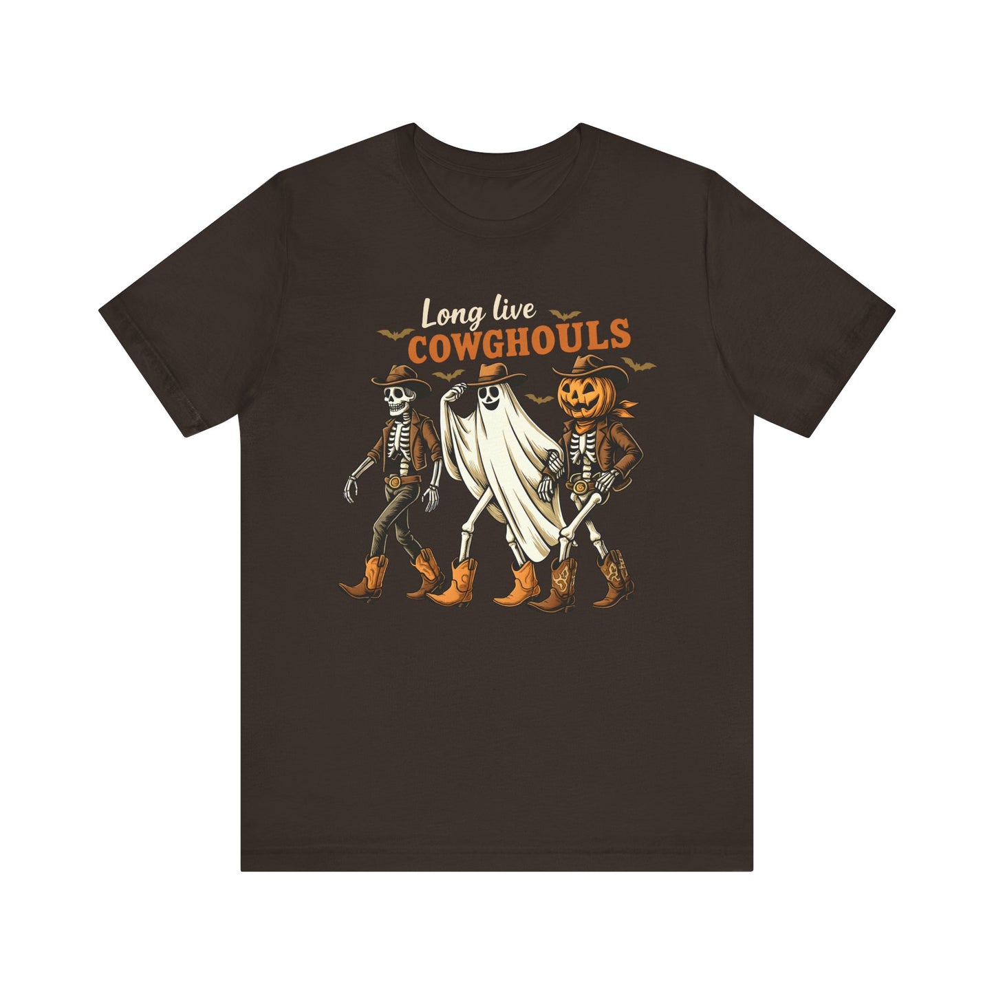 Long Live Cowghouls Shirt Western Halloween Skeleton Ghost Pumpkin Tee, Spooky Cowgirl Fall Outfit
