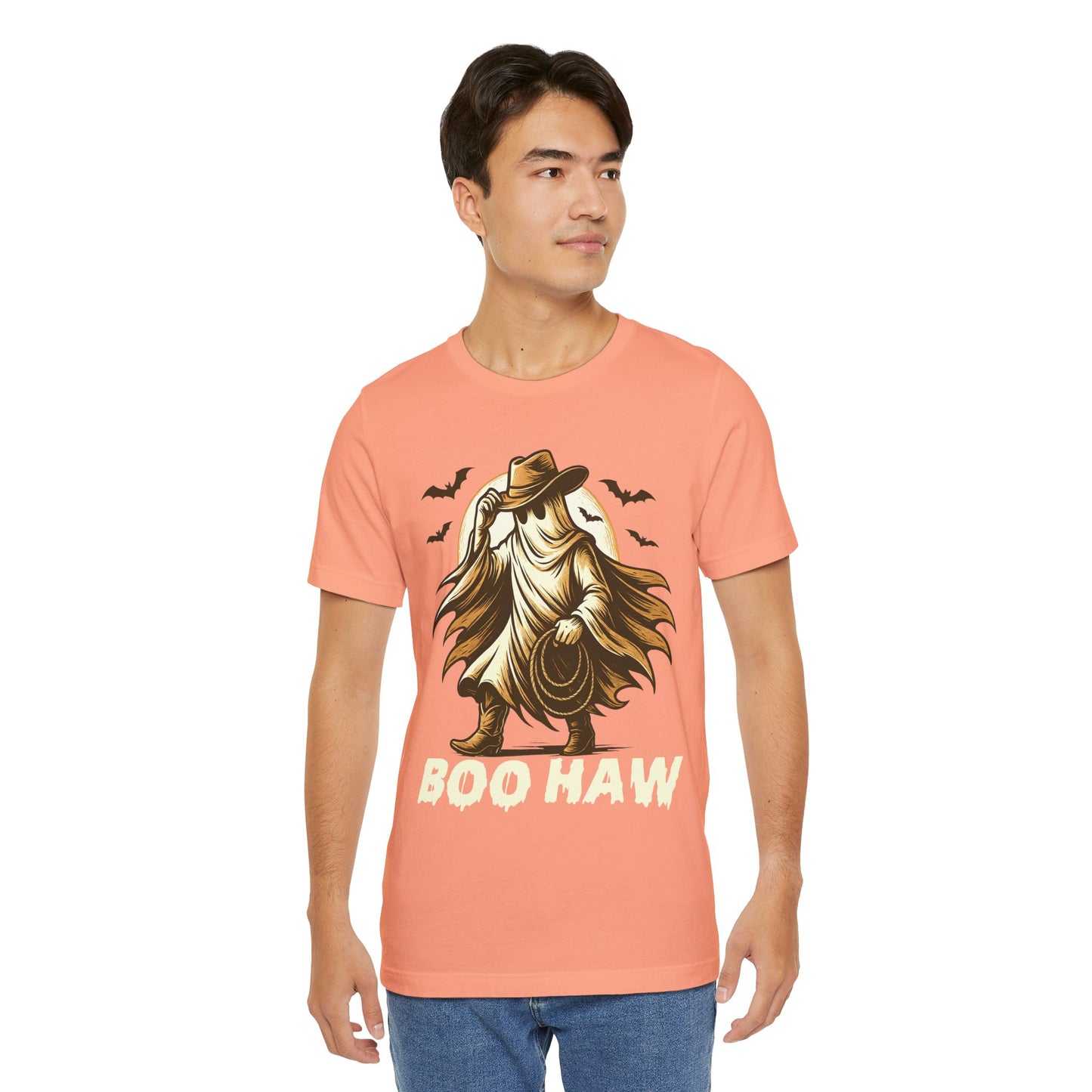 Boo Haw Shirt Ghost Cowboy Western Halloween Tee, Funny Rodeo Spirit Fall Outfit