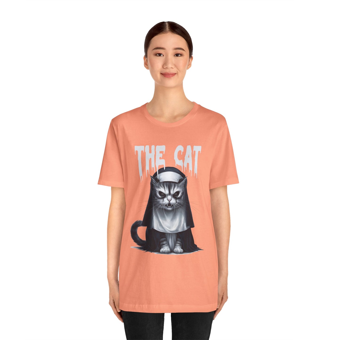 Spooky Cat Nun Halloween Creepy Cat Lovers Spooky Season T-Shirt
