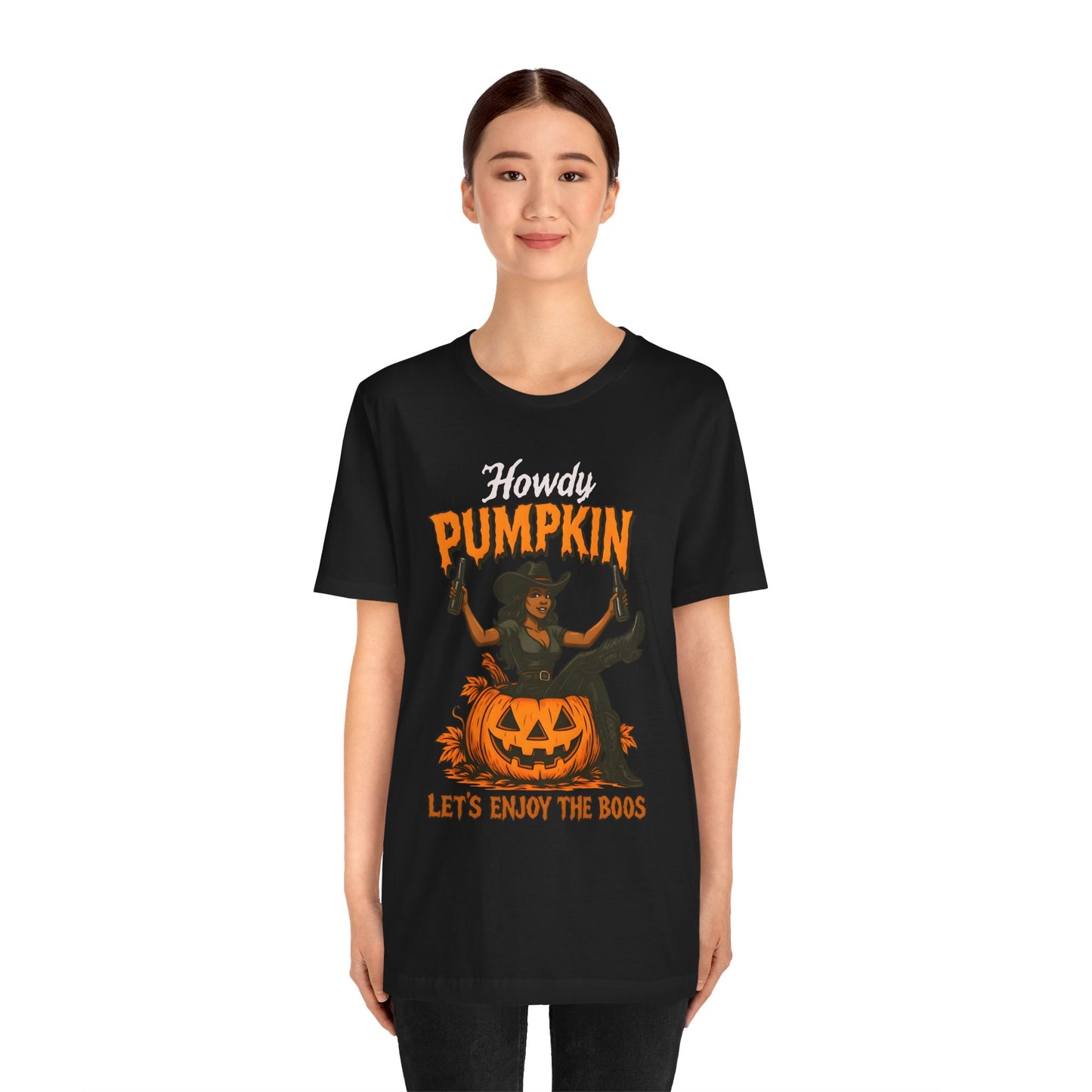 Howdy Pumpkin Shirt – Funny Black Cowgirl Western Halloween Tee