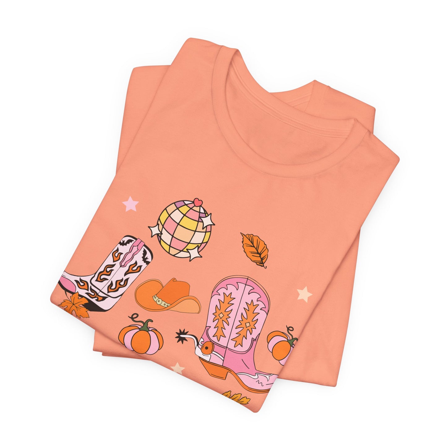 Boot Scootin Spooky Howdy Western Halloween Thanksgiving T-Shirt, Retro Cowgirl Fall Tee