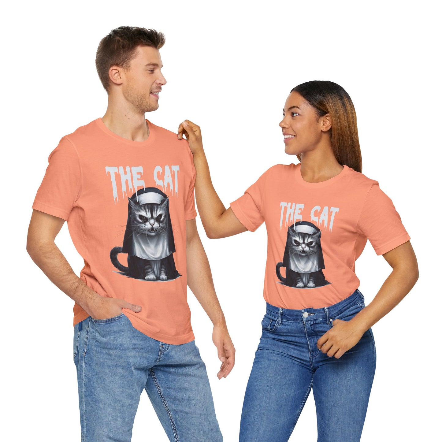 Spooky Cat Nun Halloween Creepy Cat Lovers Spooky Season T-Shirt