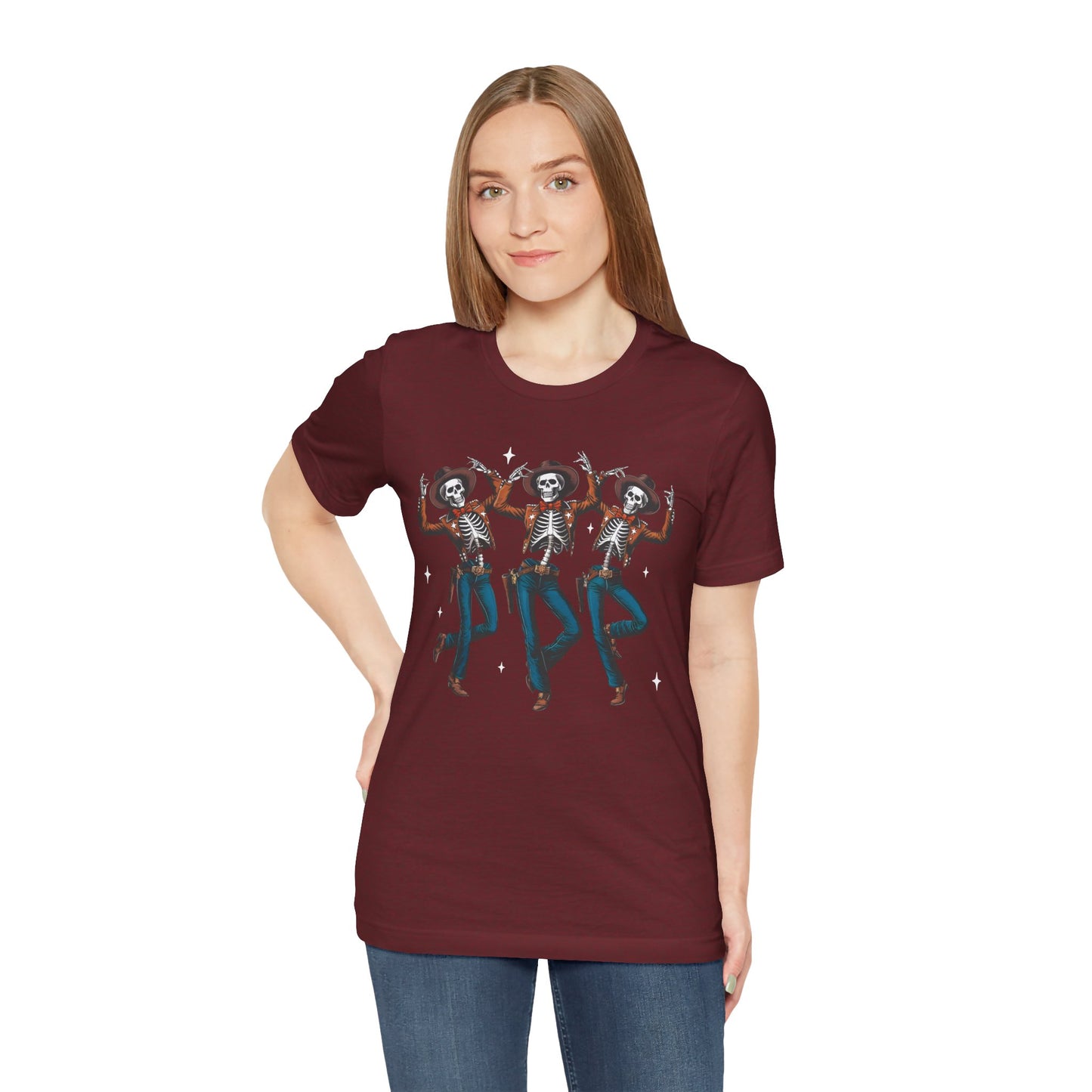 Halloween Western Dancing Skeletons Cowboy Creepy Country T-Shirt